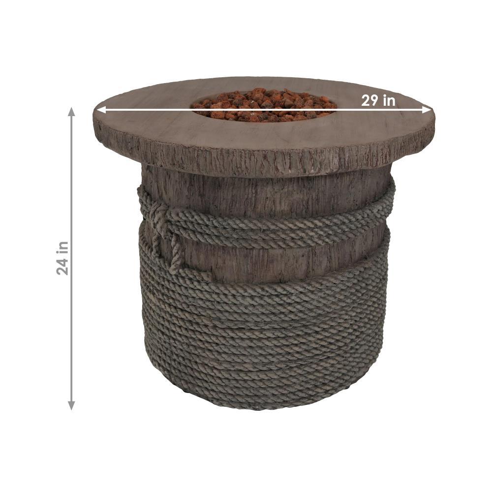 Sunnydaze Rope and Barrel Design Propane Gas Patio Fire Pit Table Kit with Lava Rocks - 29" Diameter