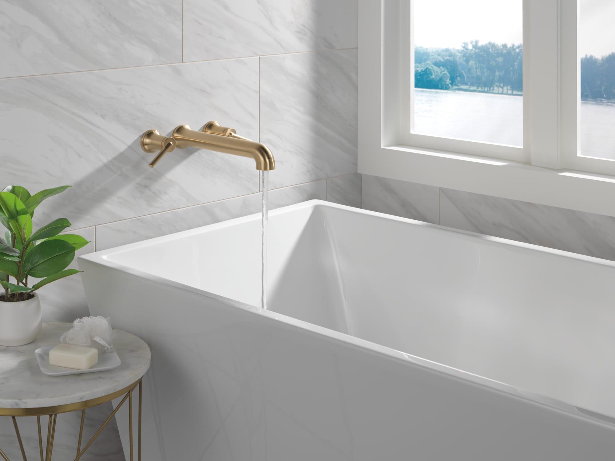 Delta Trinsic Wall Mounted Tub Filler, Champagne Bronze