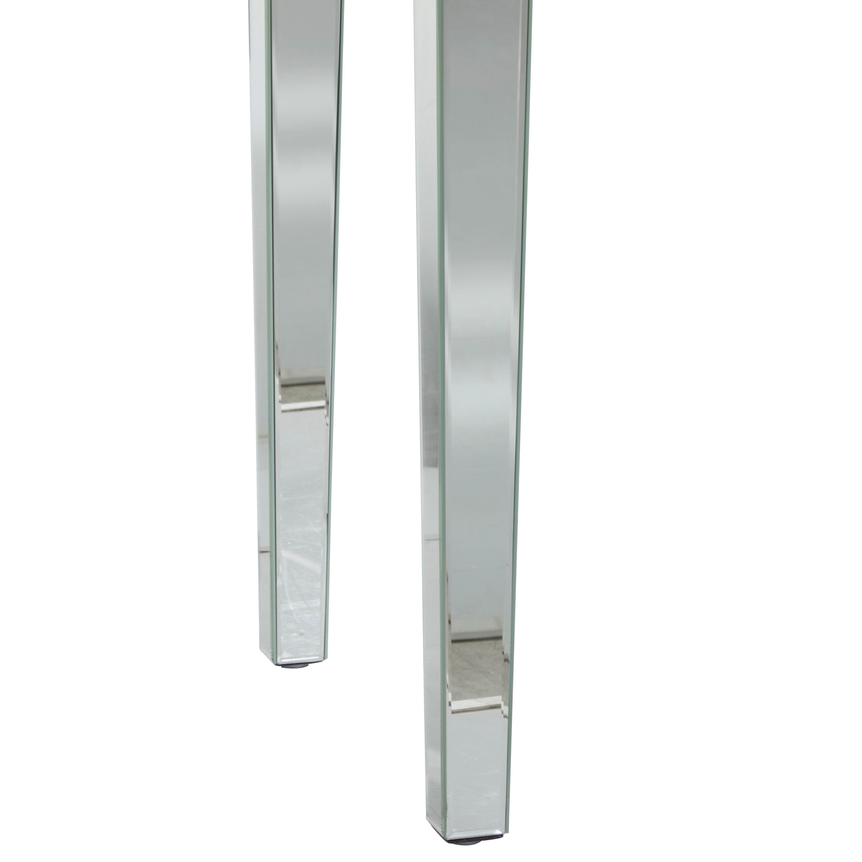 DecMode 47" x 32" Silver Glass Mirrored Console Table, 1-Piece