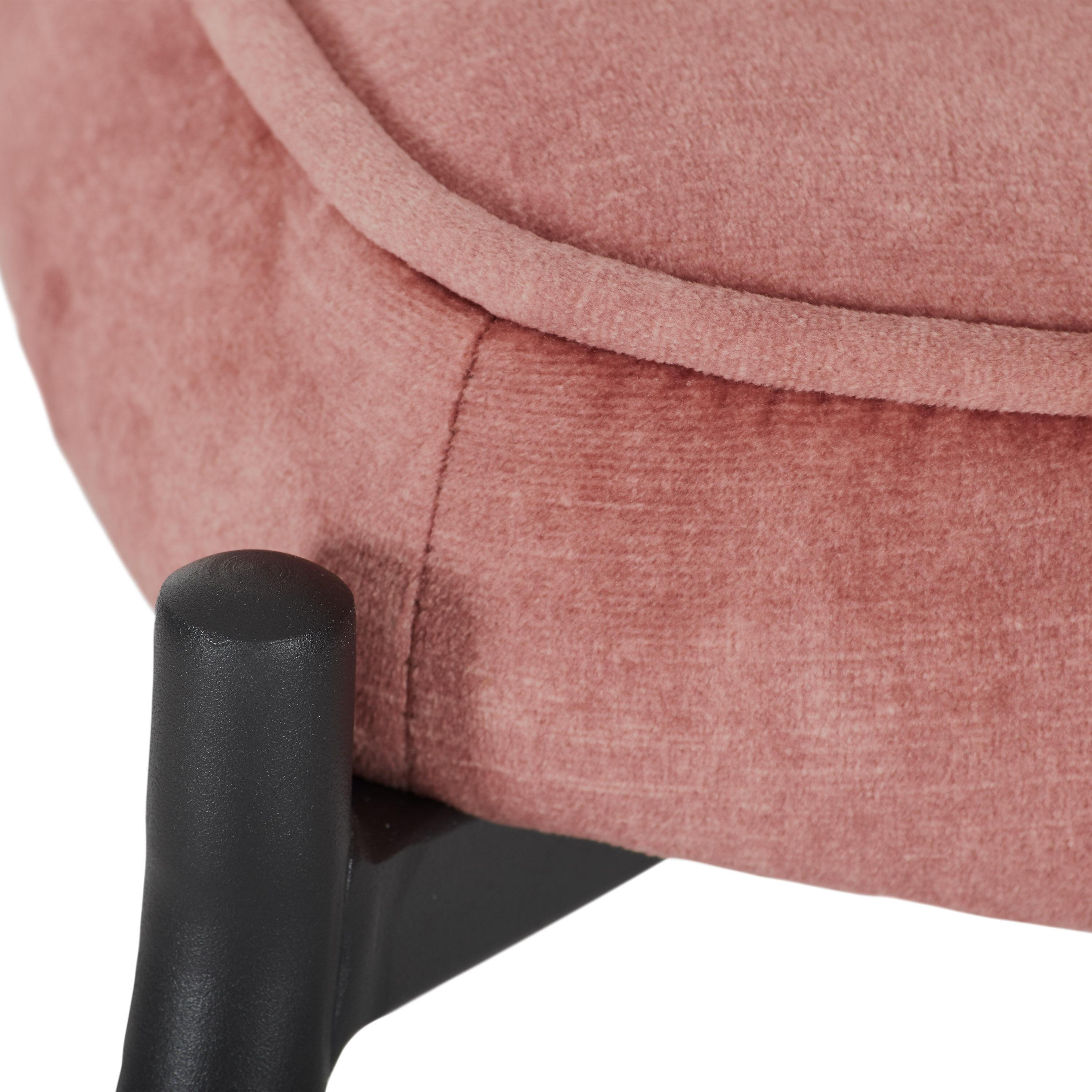 Charlotte Salmon Pink Velvet Fabric Wingback Accent Chair with Foot Stool