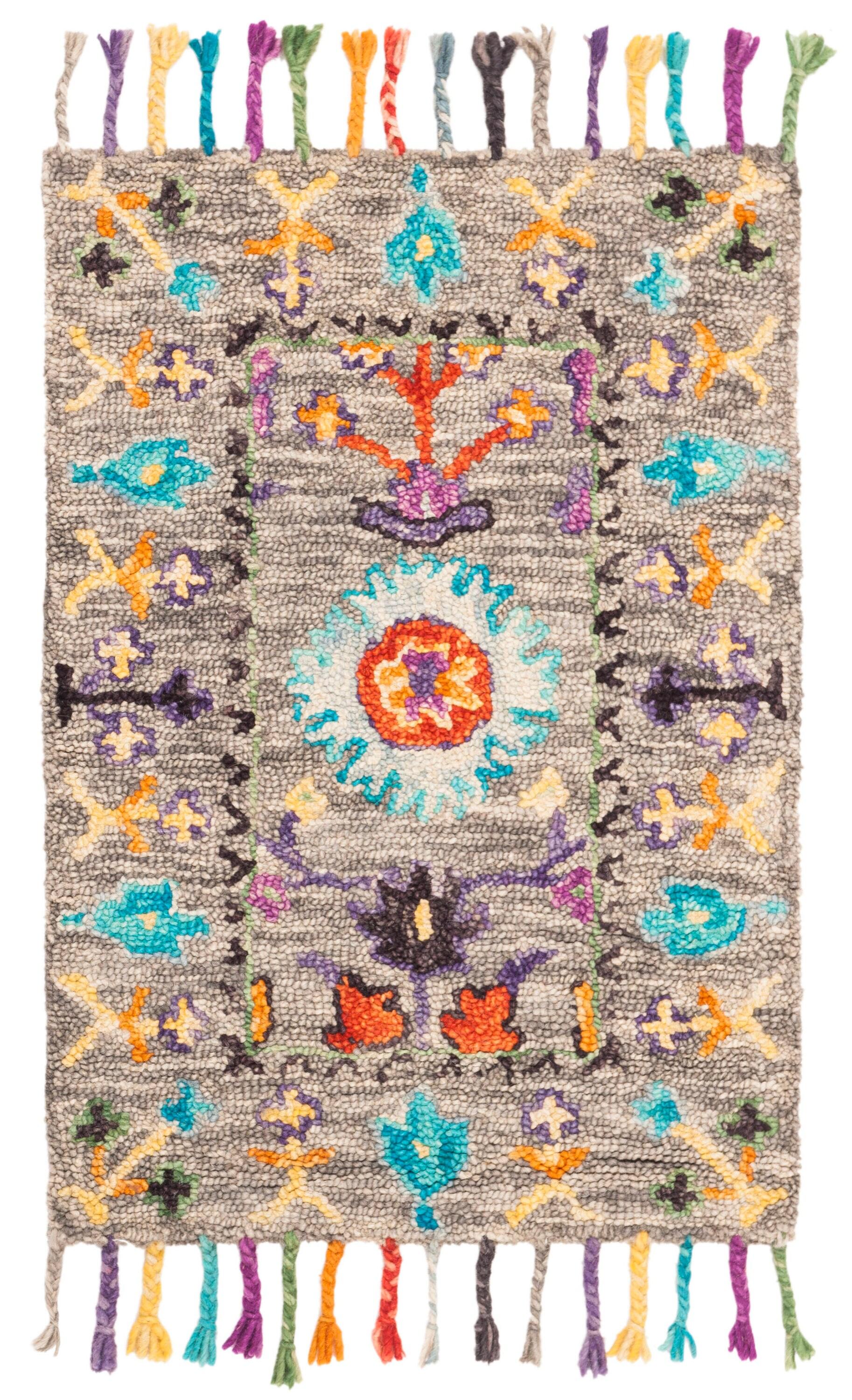Blossom BLM453 Hand Tufted Indoor Accent Rug - Grey/Multi - 2'x3' - Safavieh