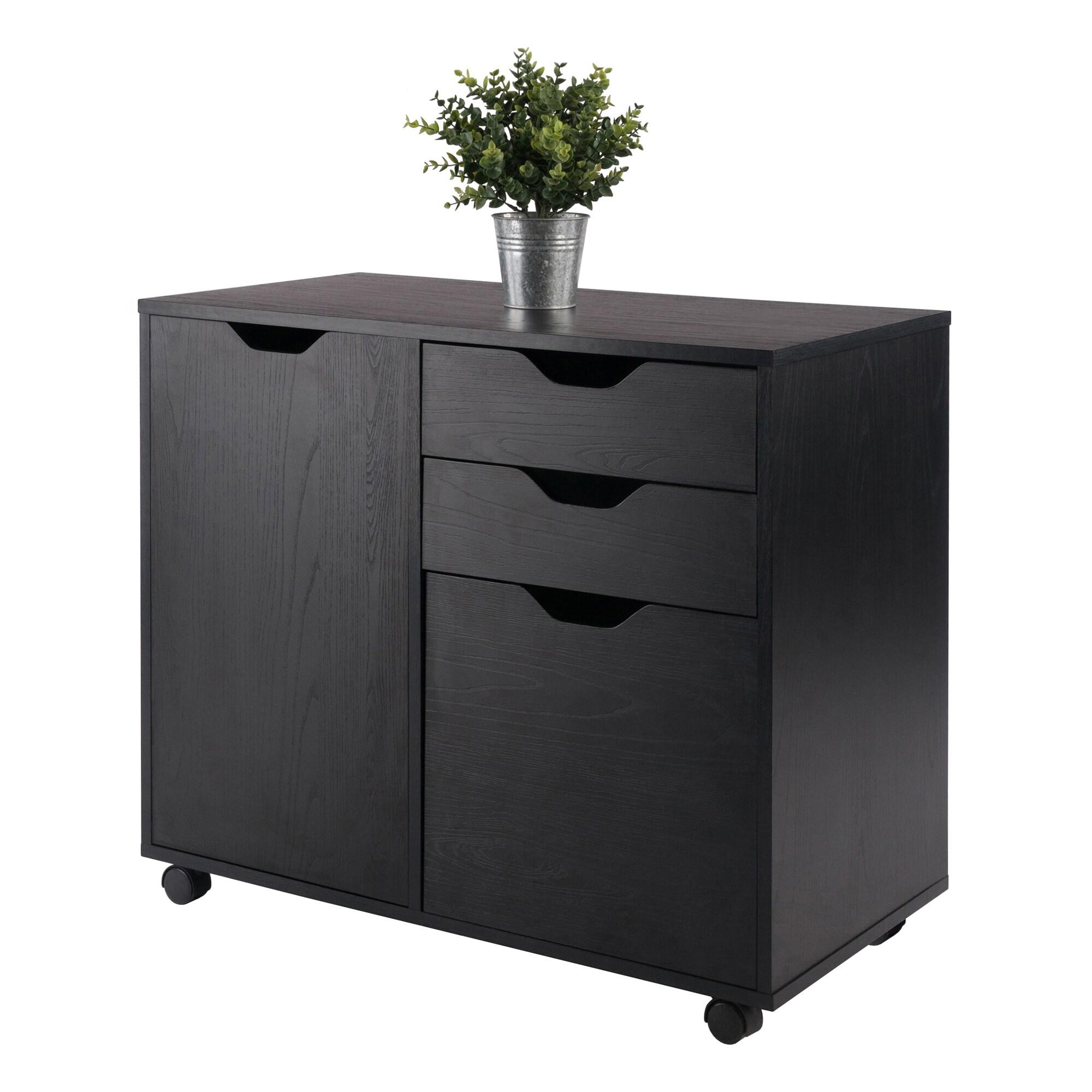 Winsome Halifax 2 Sections Mobile Filing Cabinet Black : MDF Construction, Office Storage, 2 Drawers