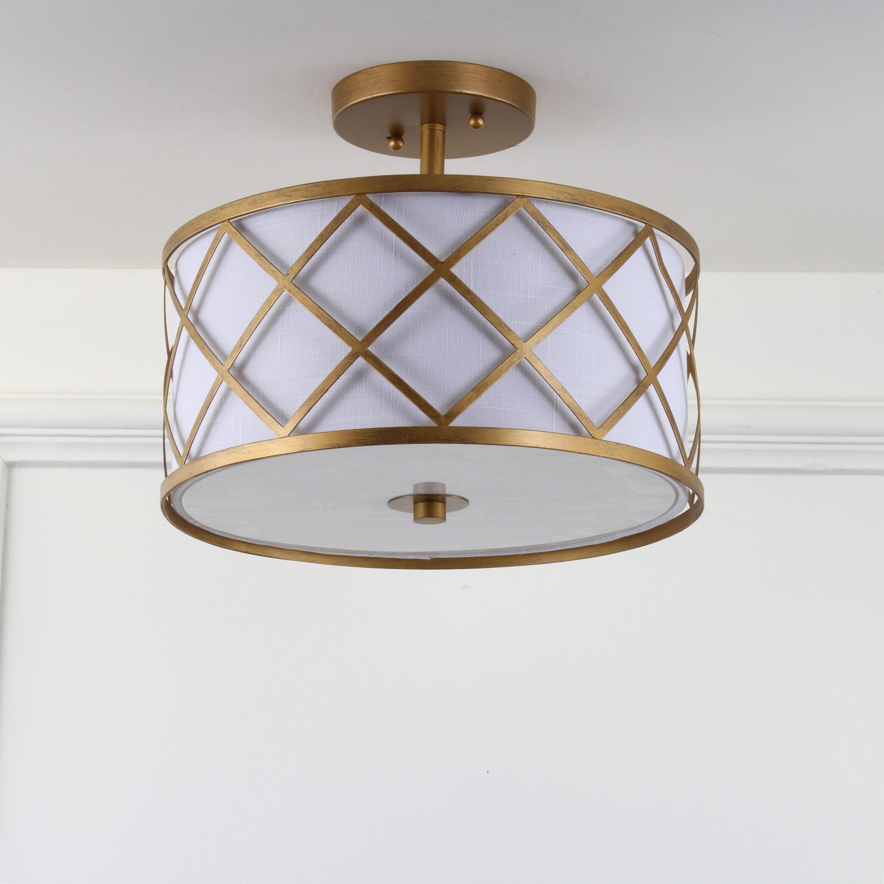 Elizabeth 13.25" Metal LED Flush Mount, Gold/White