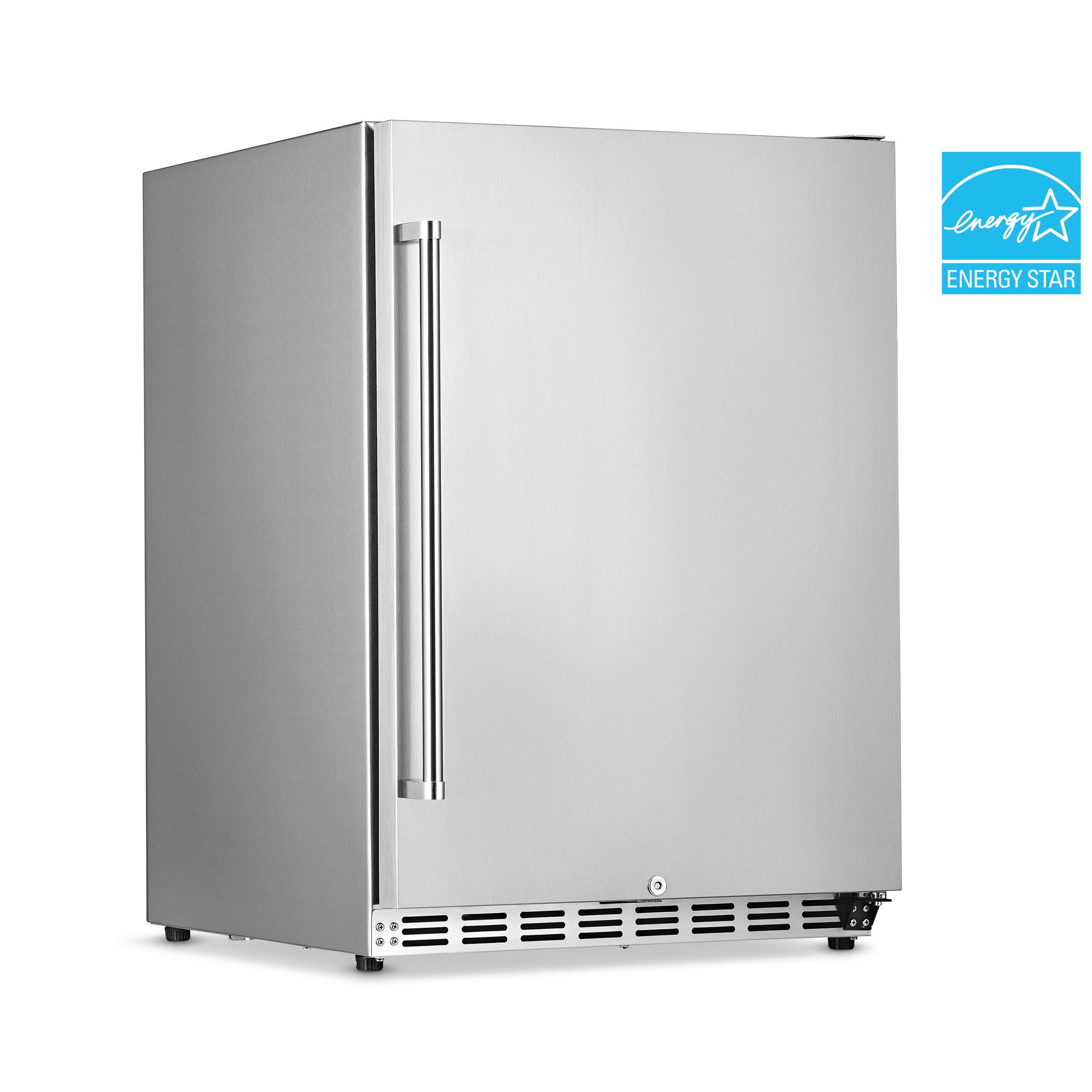 Newair 24" 5.3 Cu. Ft. Commercial Stainless Steel Built-in Beverage Refrigerator, Steel Interior, Weatherproof and Outdoor Rated, ENERGY STAR