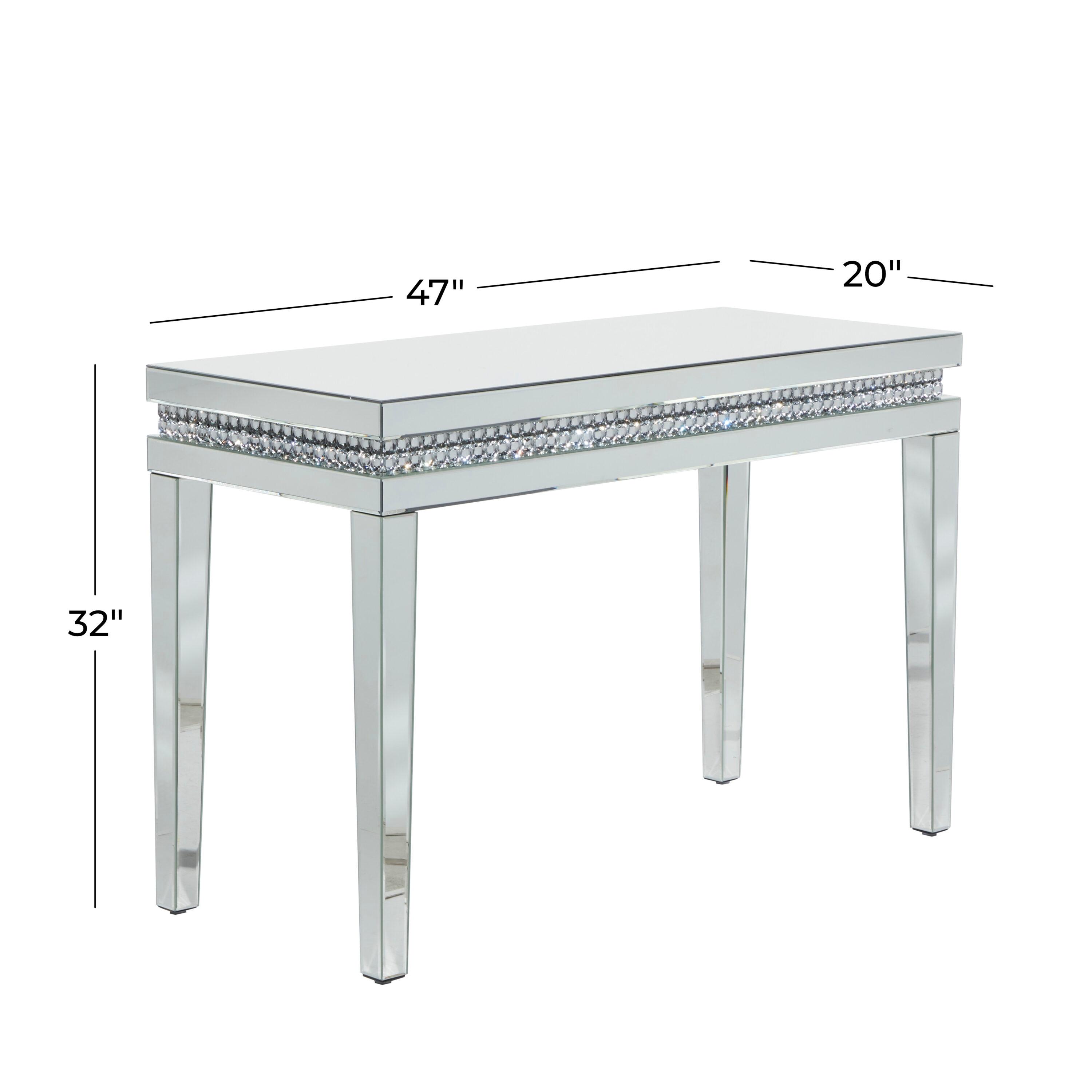 DecMode 47" x 32" Silver Glass Mirrored Console Table, 1-Piece