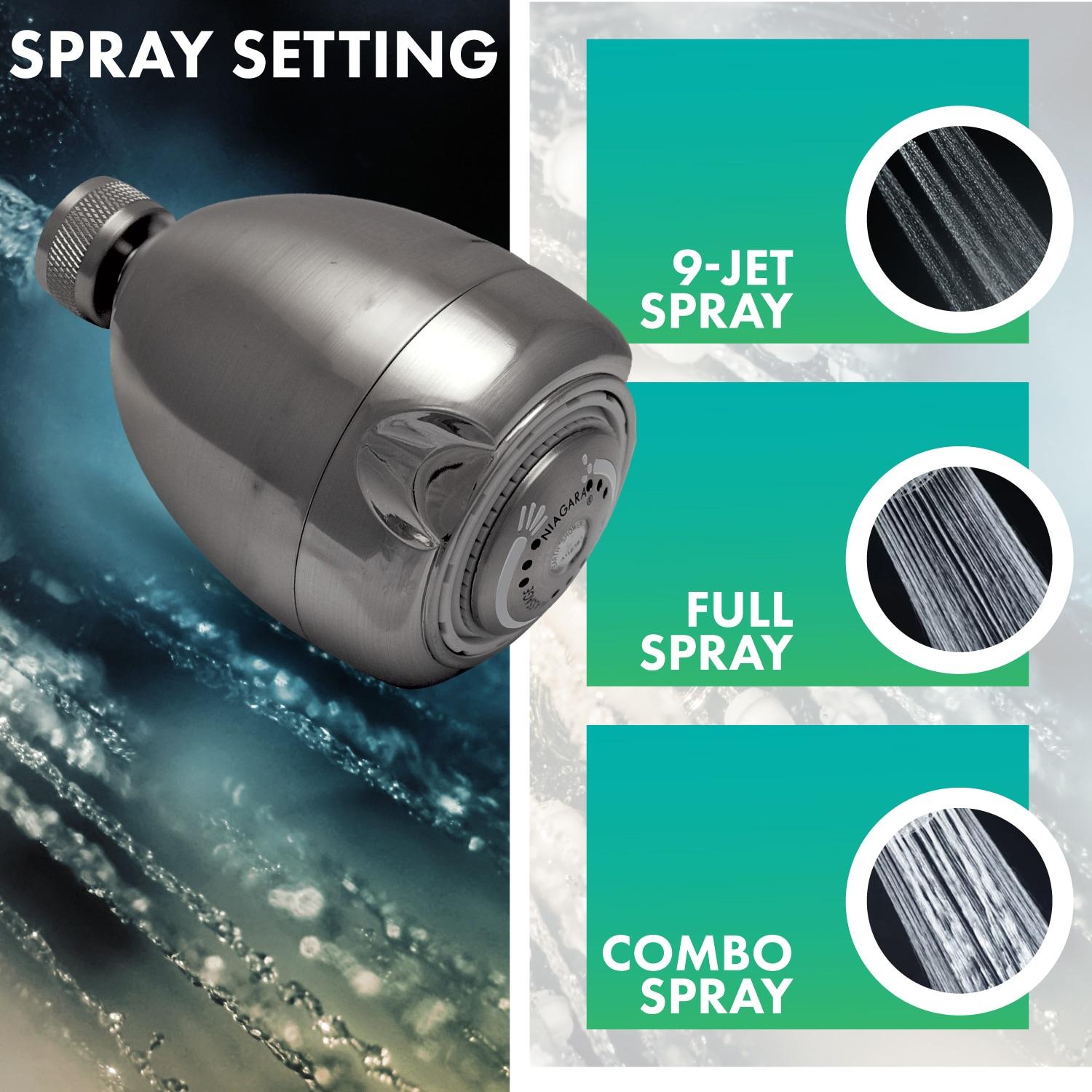 Niagara Conservation Earth Spa 3-Spray with 1.5 GPM 2.7-in. Wall Mount Adjustable Fixed Shower Head - Brushed Nickel