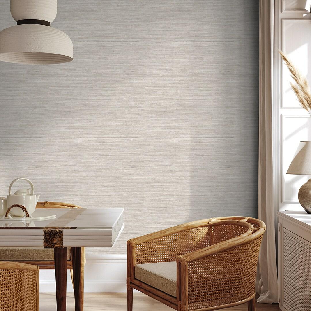 Tempaper & Co.® Faux Horizontal Grasscloth Removable Peel and Stick Wallpaper, Textured Ecru, 28 sq. ft.: Vinyl, Prepasted, Abstract Pattern