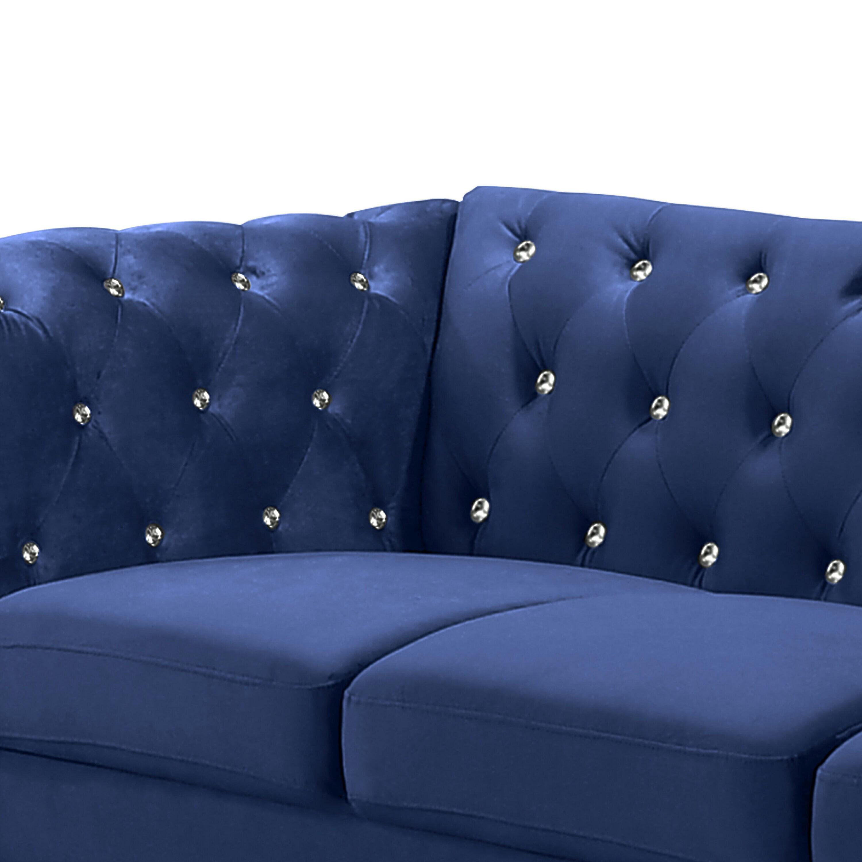 New Classic Emma 2-Piece Crystal Velvet Loveseat & Sofa Set in Royal Blue