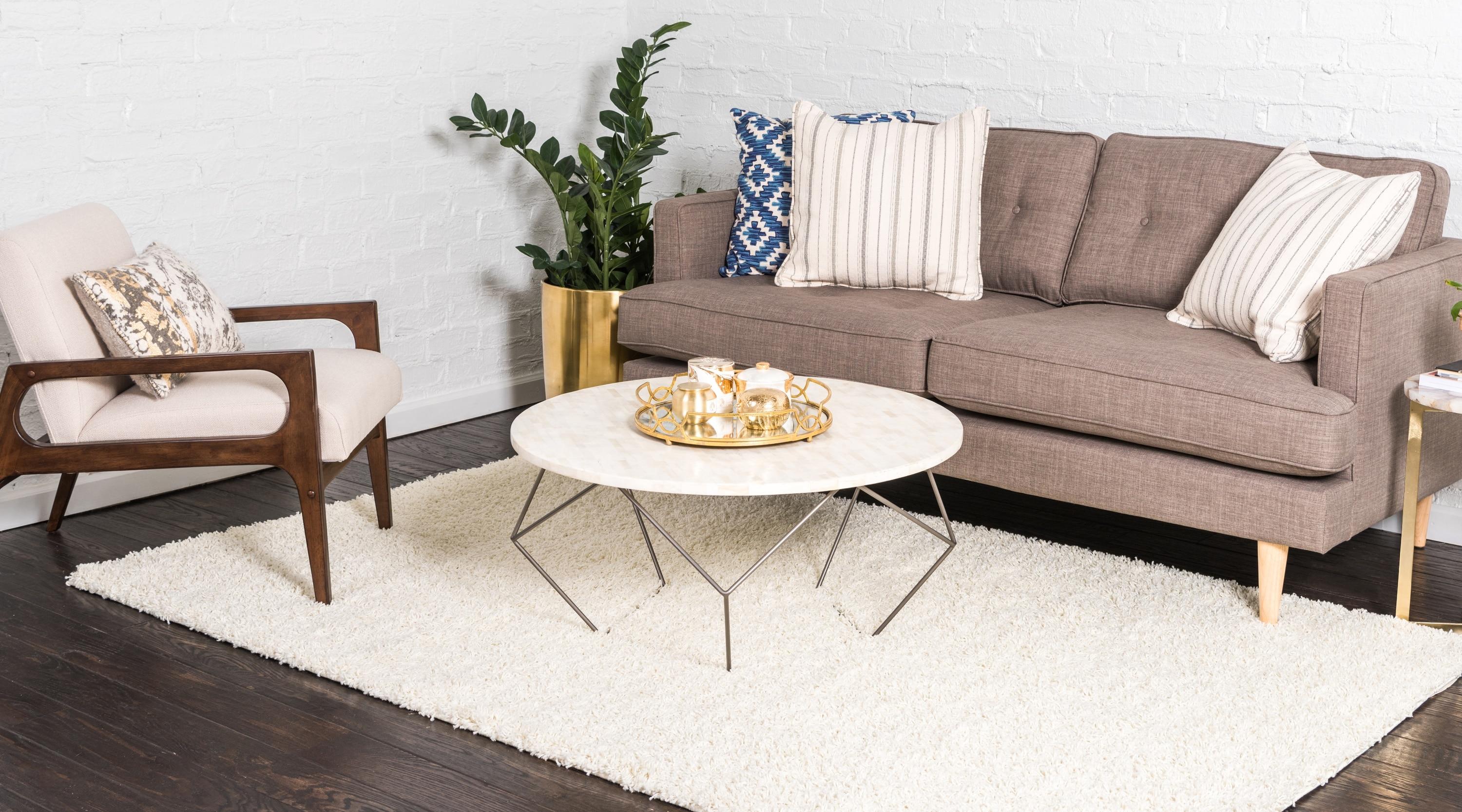 Unique Loom 3' 3 x 5' 3 Solid Shag Pure Ivory Area Rug