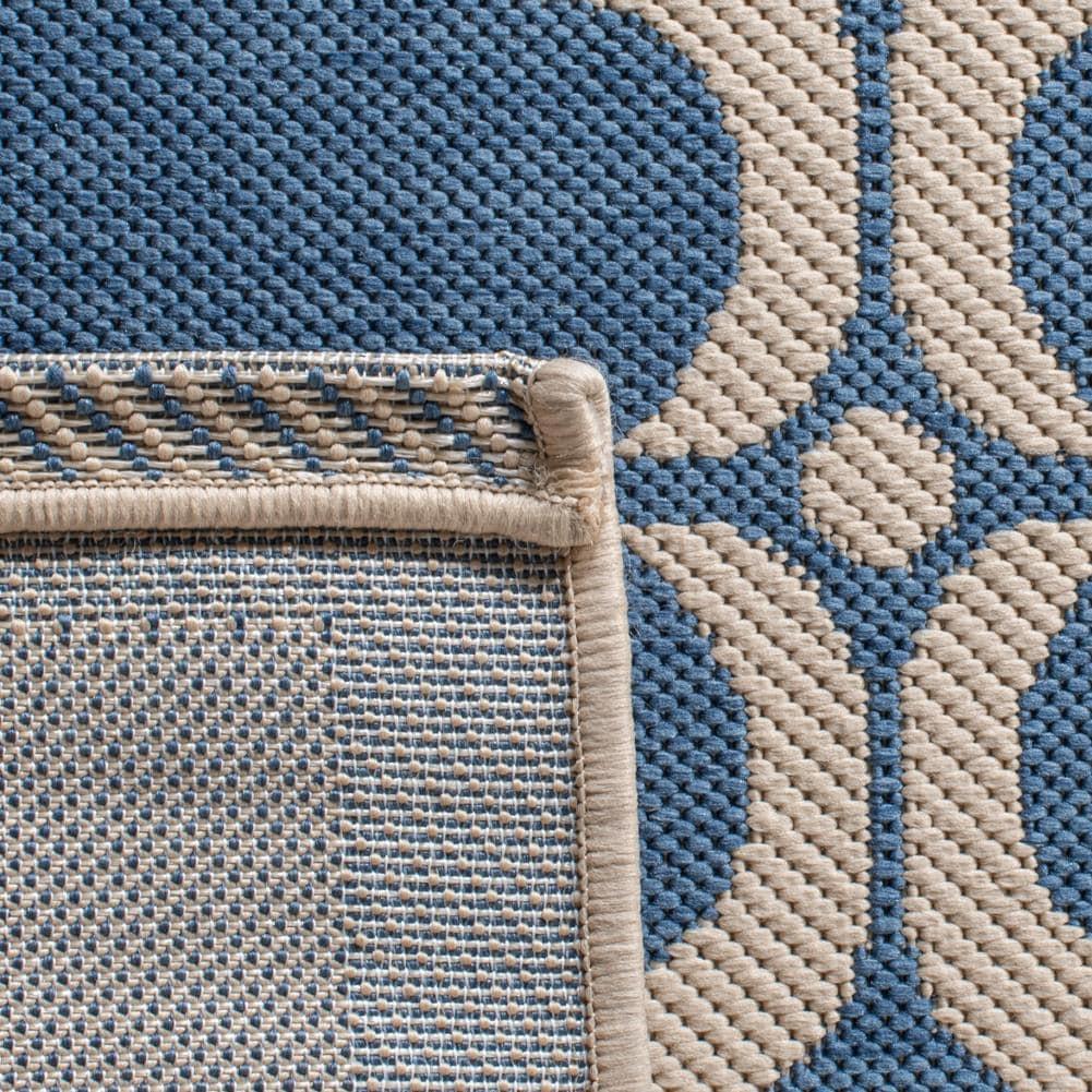 SAFAVIEH Courtyard Estelle Geometric Indoor/Outdoor Area Rug, Blue/Beige, 8' x 11'