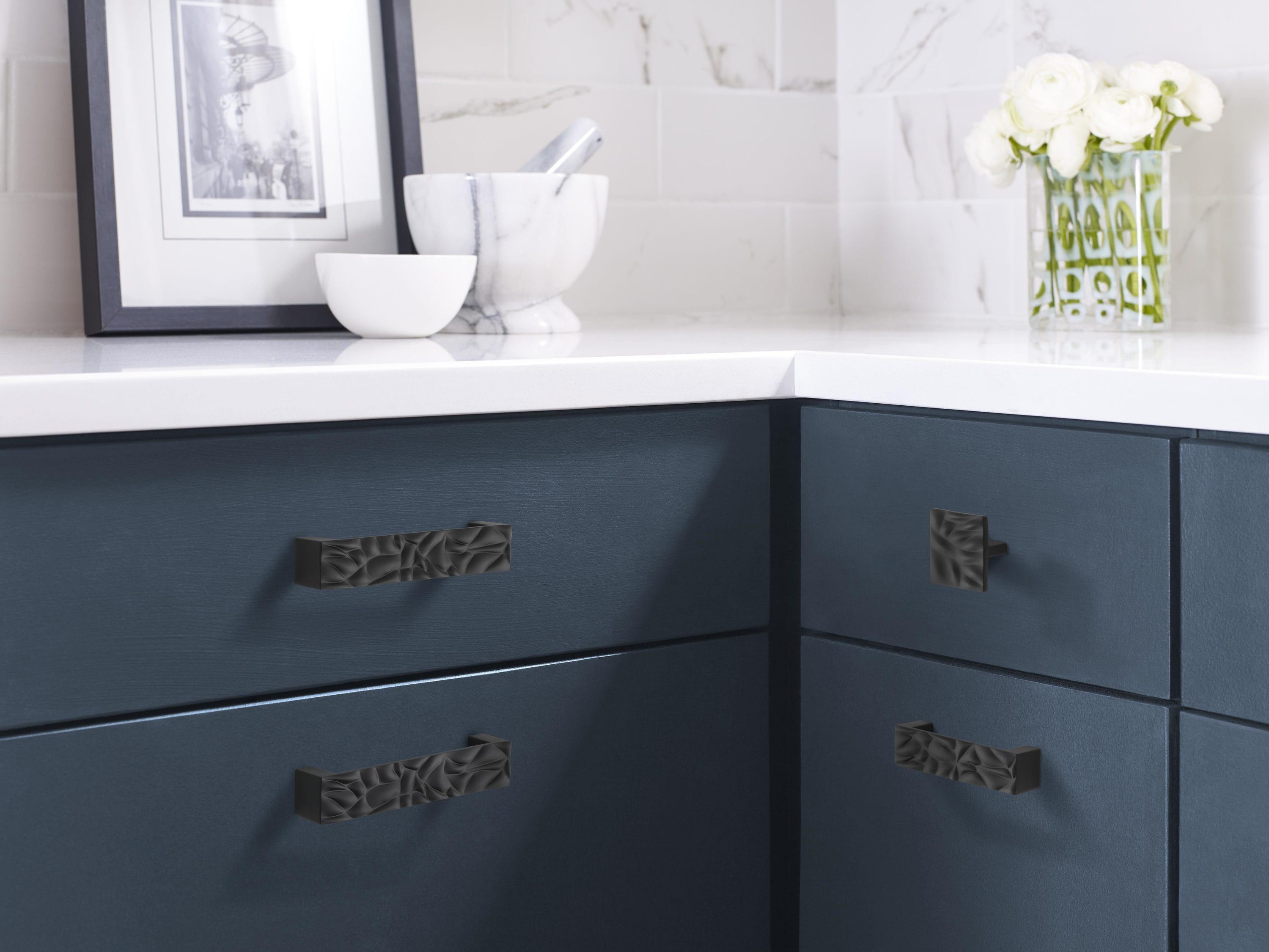 Matte Black Textured Cabinet Pull with Mounting Hardware