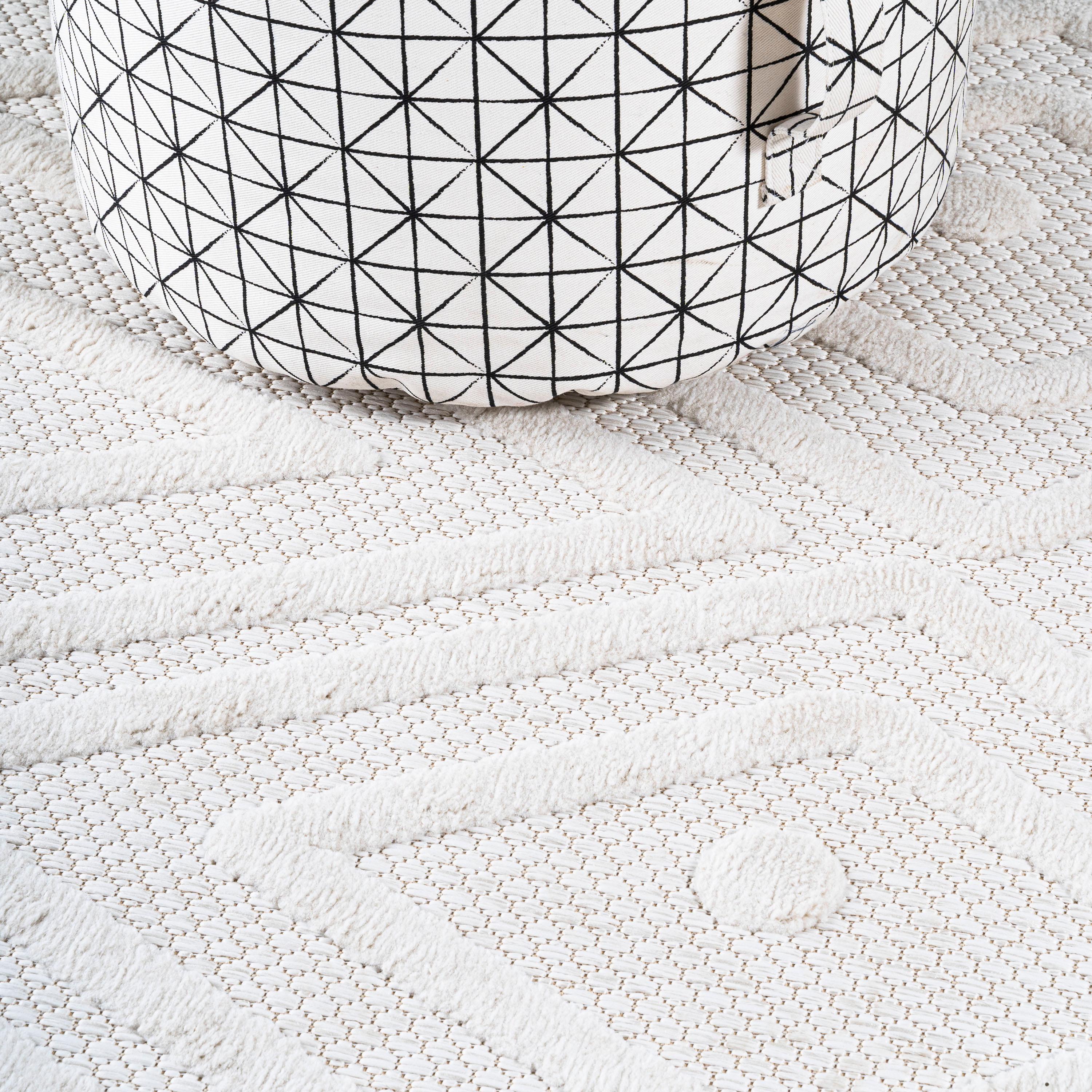 5' x 5' Balansat Moroccan Diamond Indoor/Outdoor Area Rug, Ivory - JONATHAN Y