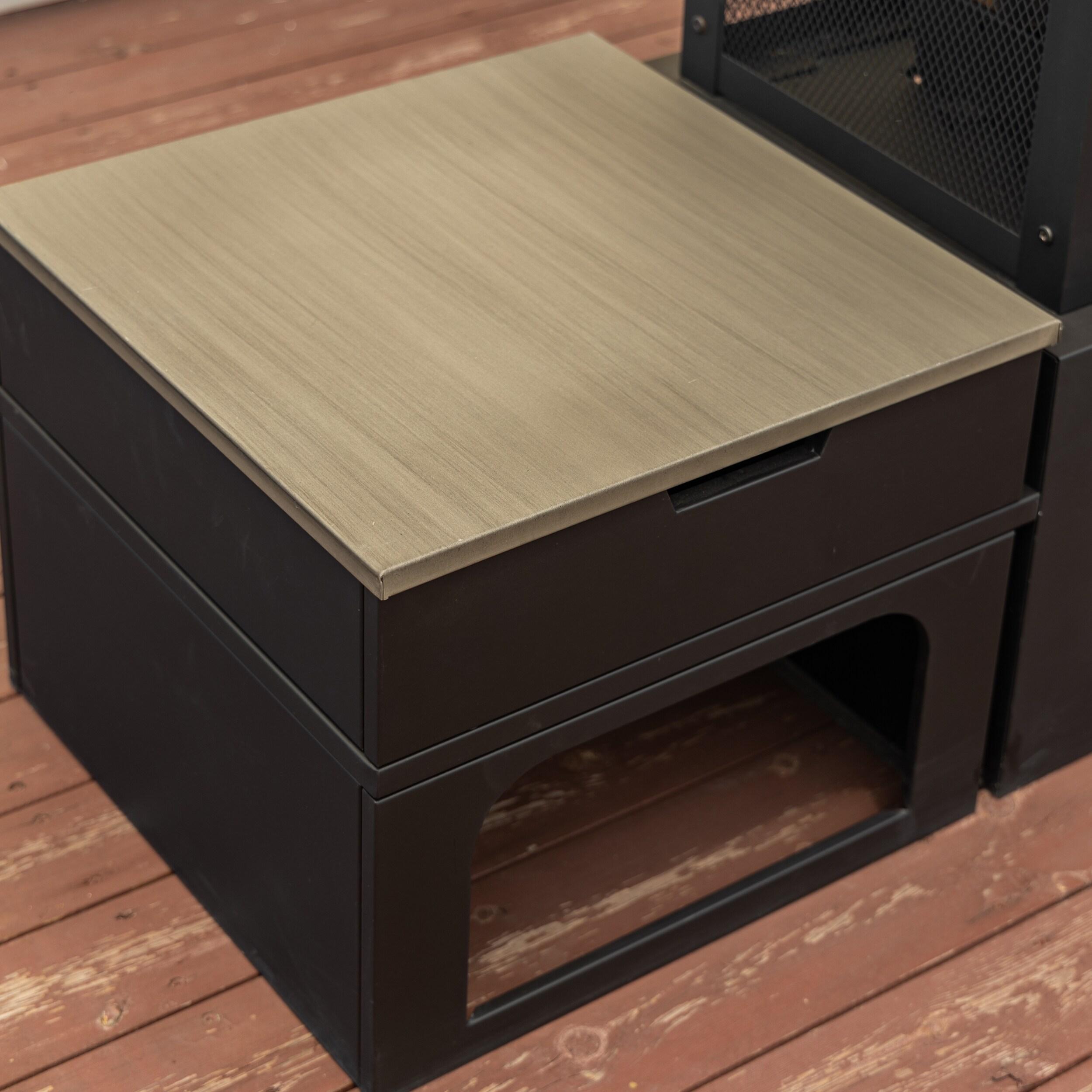 Deko Living Steel Woodburning Fireplace with Log Storage Compartment & Side Tables