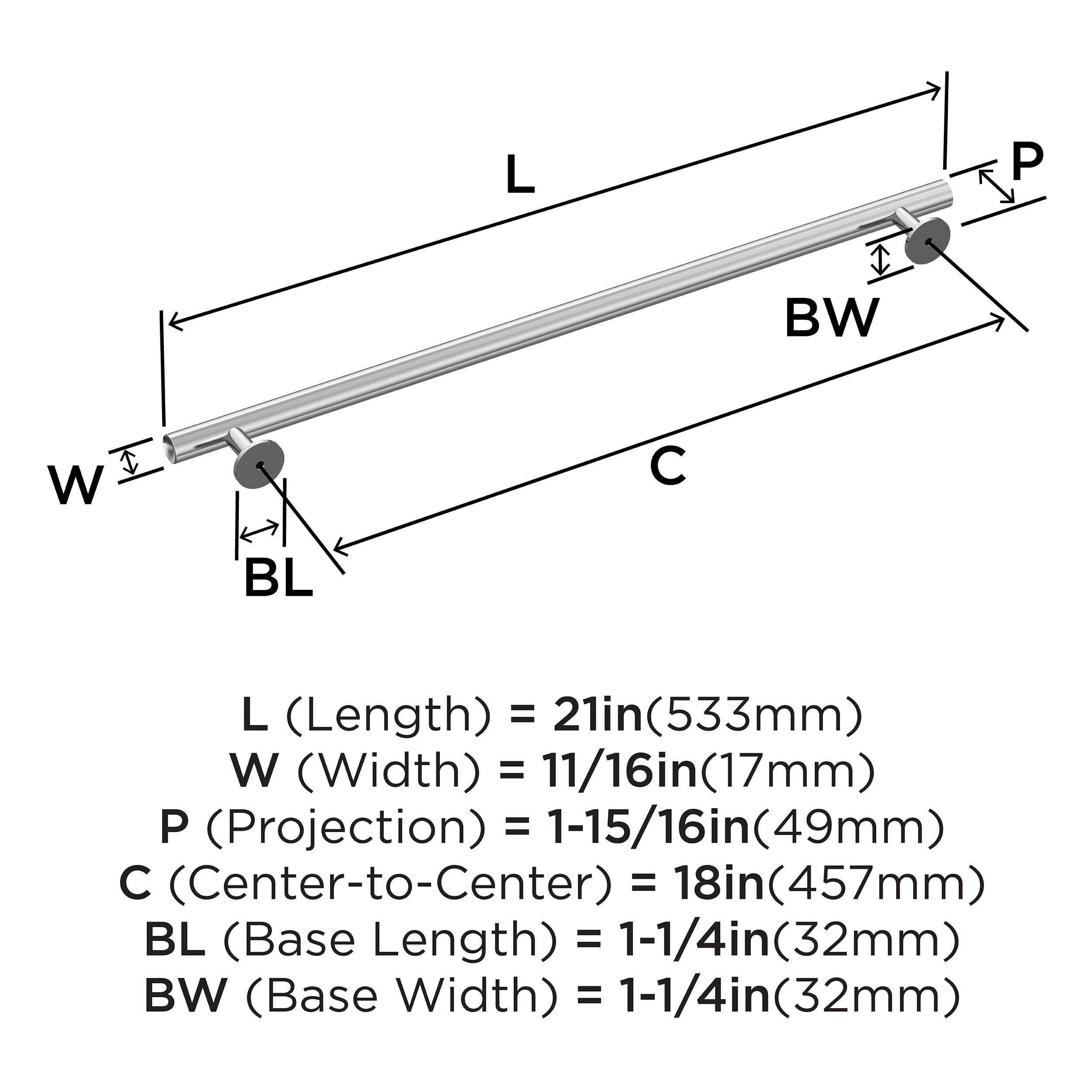 Amerock Radius 18 inch (457mm) Center-to-Center Polished Chrome Appliance Pull