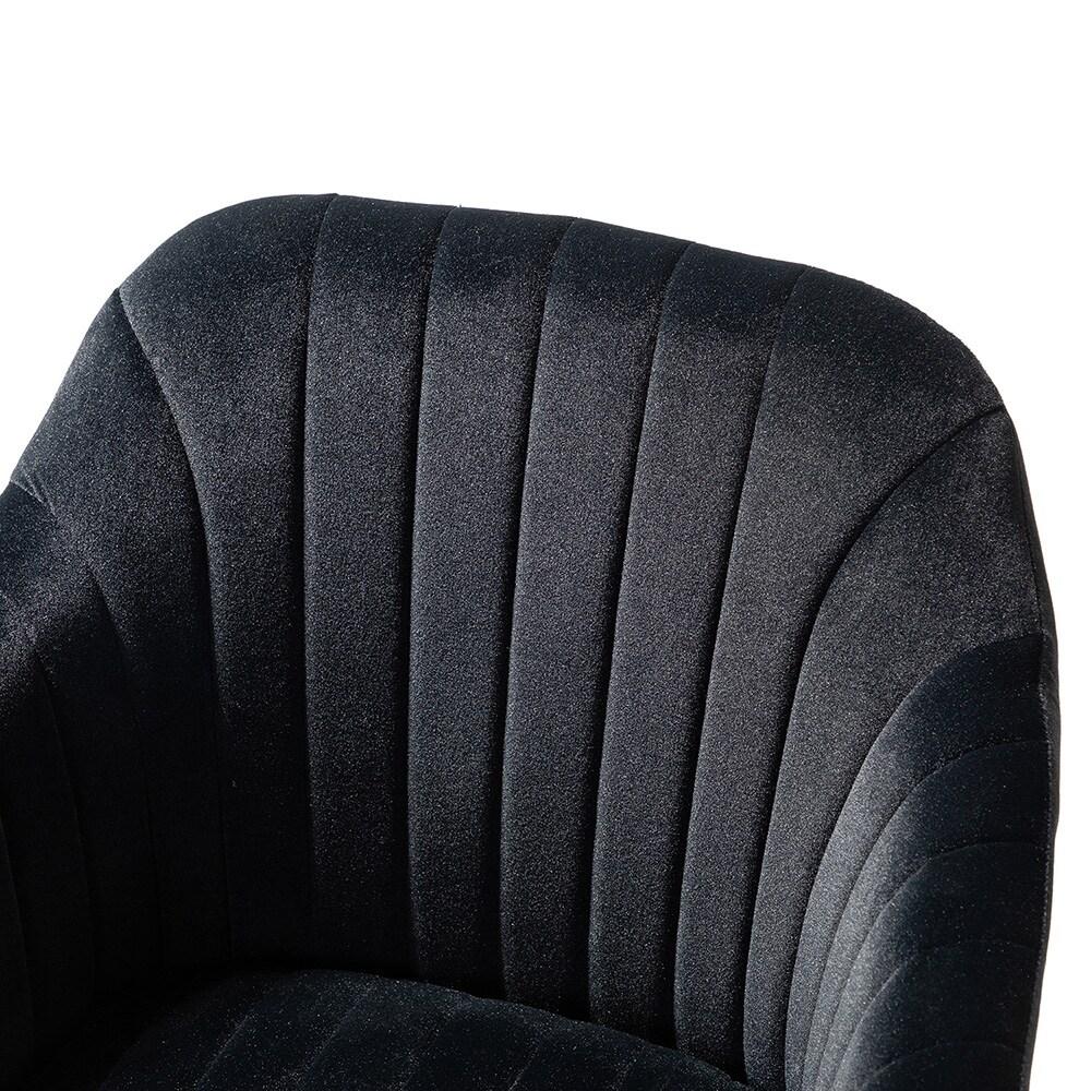 Black Velvet Swivel Office Chair with Gold Legs, Adjustable Height Rolling Desk Chair for Home Office Vanity