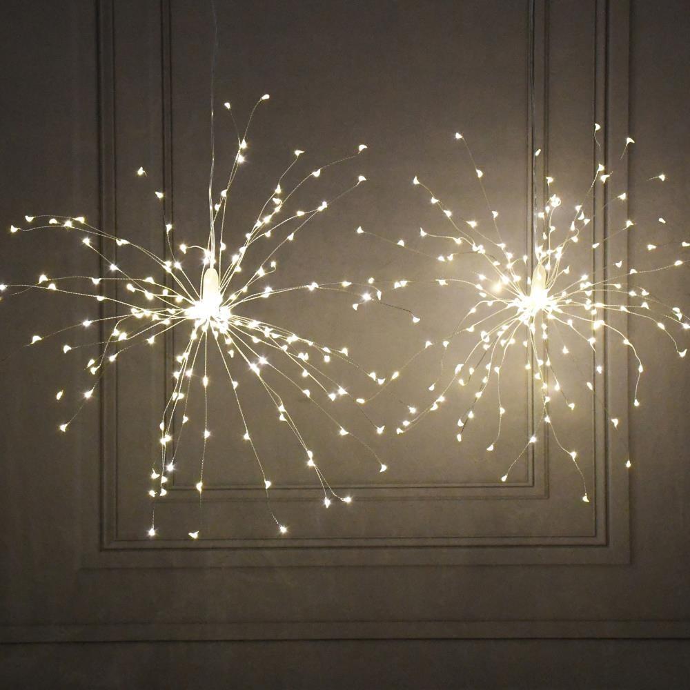 LumaBase Battery Operated Starburst Lights with Remote Control - Set of 2 (White)
