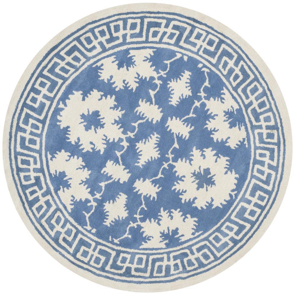 Bella BEL132 Hand Tufted Area Rug - Blue/Ivory - 5' Round - Safavieh.