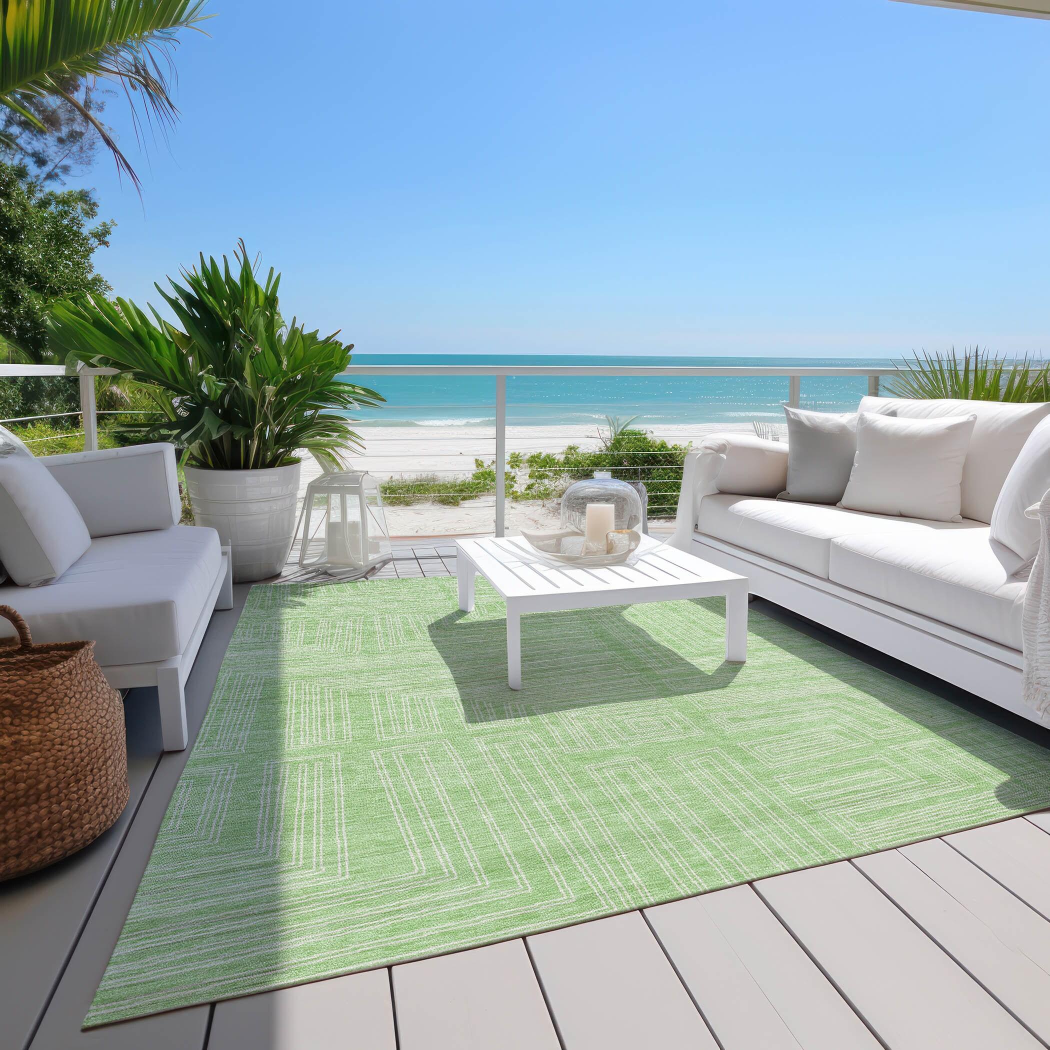 Addison Rugs Chantille Indoor/Outdoor Transitional Geometric, Abstract Mint Washable Rectangle Rug, 2'6" x 3'10"