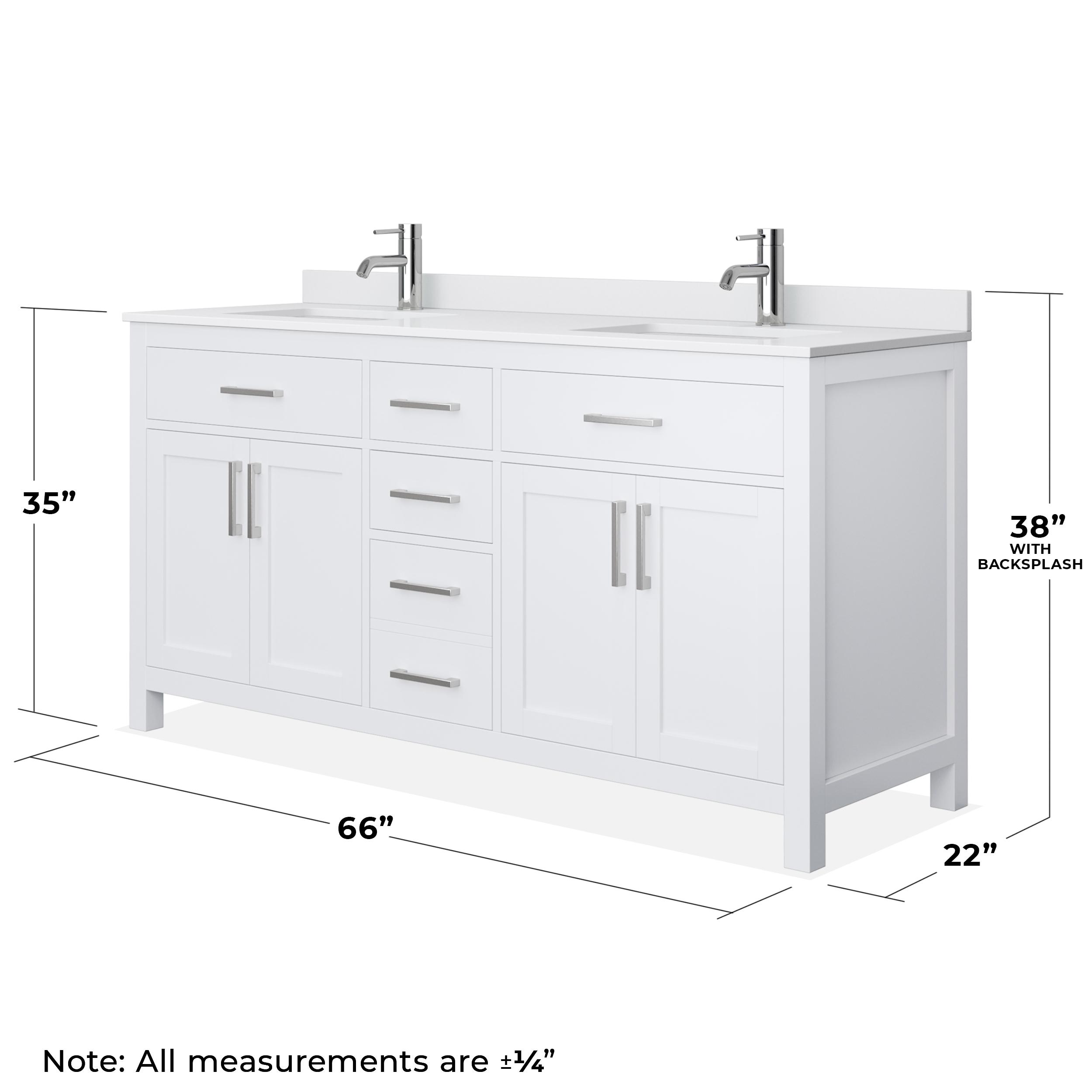 Beckett 66" Freestanding Double Bathroom Vanity with Cultured Marble Top