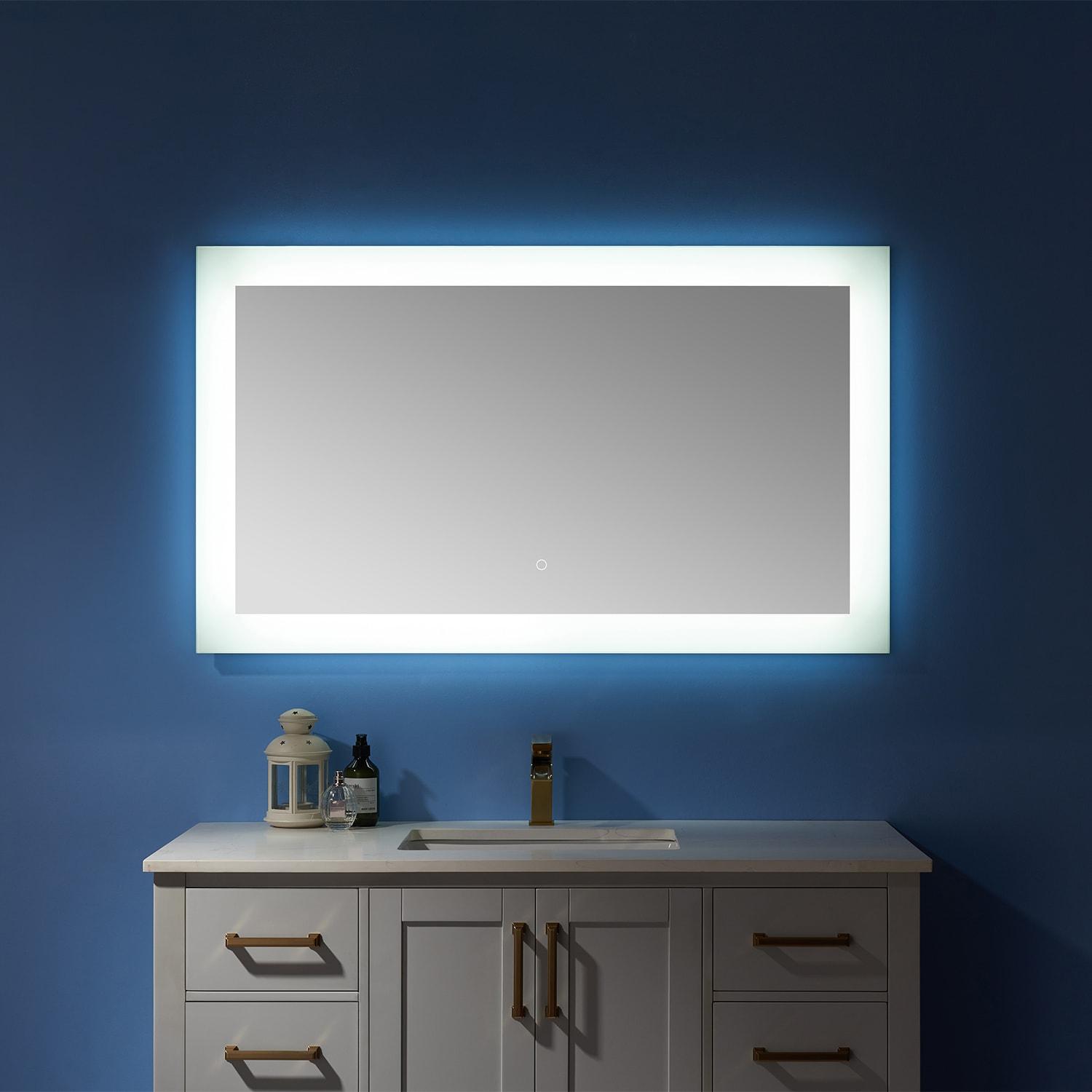 Vinnova Callista 48" Rectangle LED Lighted Bathroom Vanity Wall Mirror, Clear
