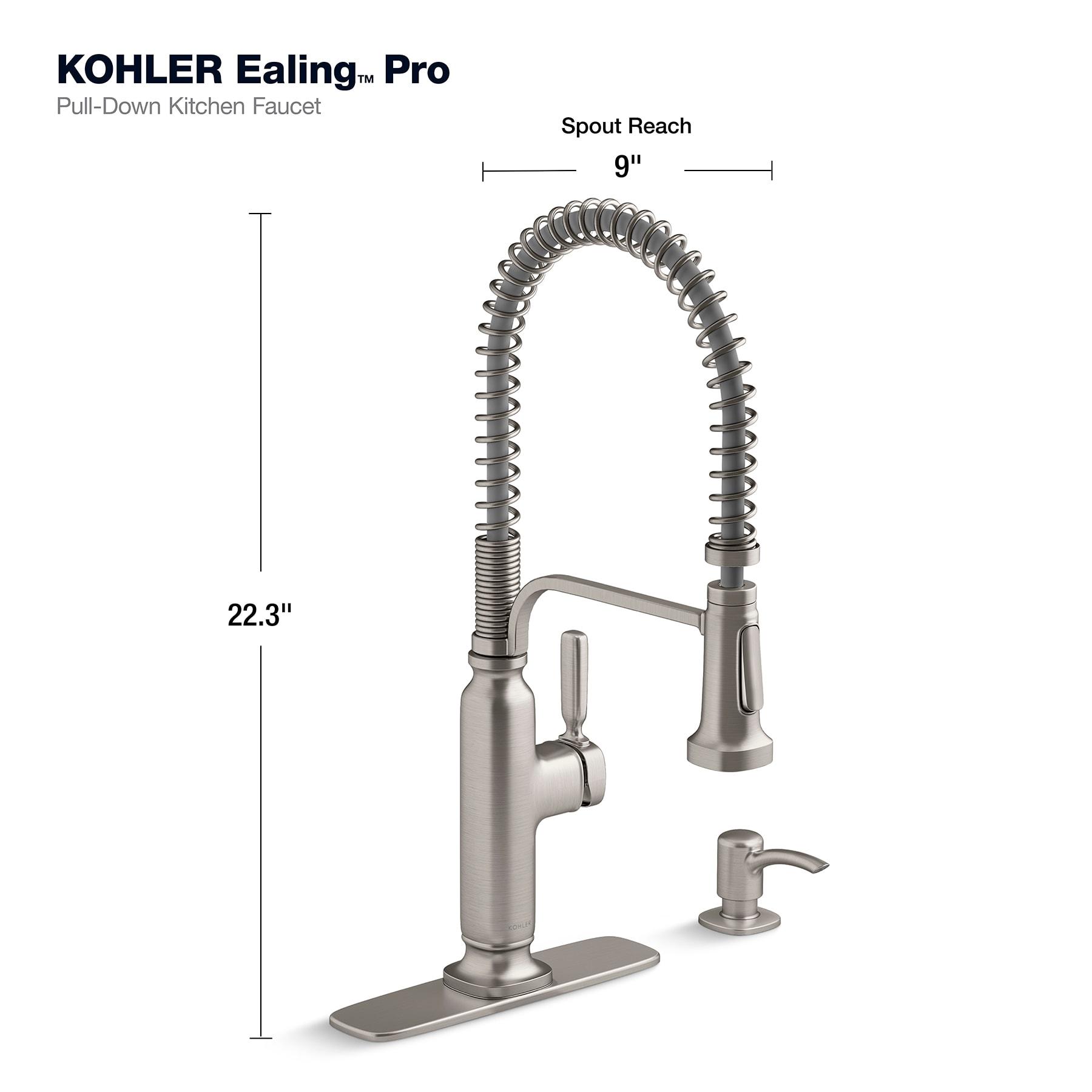 Ealing Stainless Steel Pull-Down Kitchen Faucet with Soap Dispenser