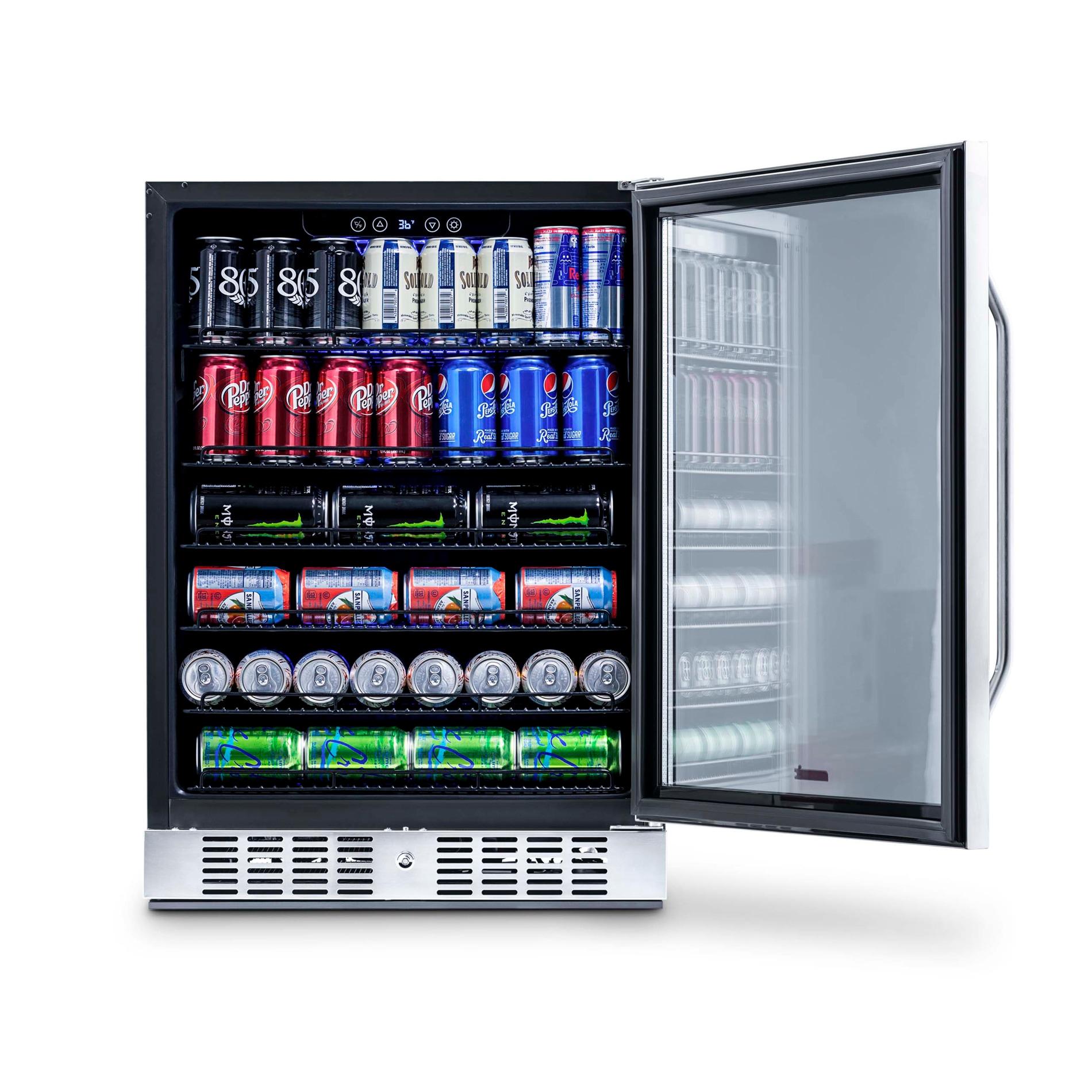 Newair 24” Built-in 177 Can Beverage Fridge in Stainless Steel with Precision Temperature Controls and Adjustable Shelves