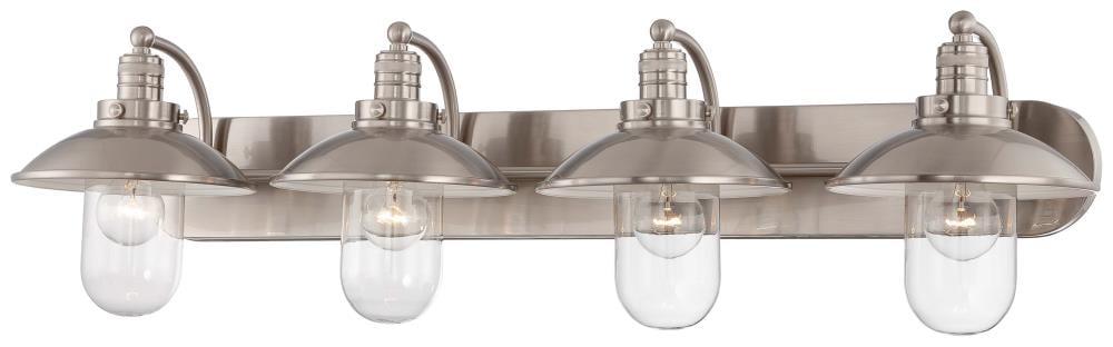 Minka Lavery Industrial Wall Light Brushed Nickel Hardwired 38 1/2" 4-Light Fixture Clear Glass Shade for Bathroom Vanity Hallway