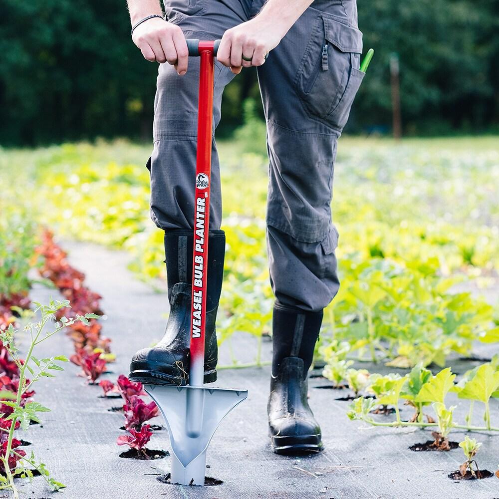Red and Silver Carbon Steel Long Handle Bulb Planter