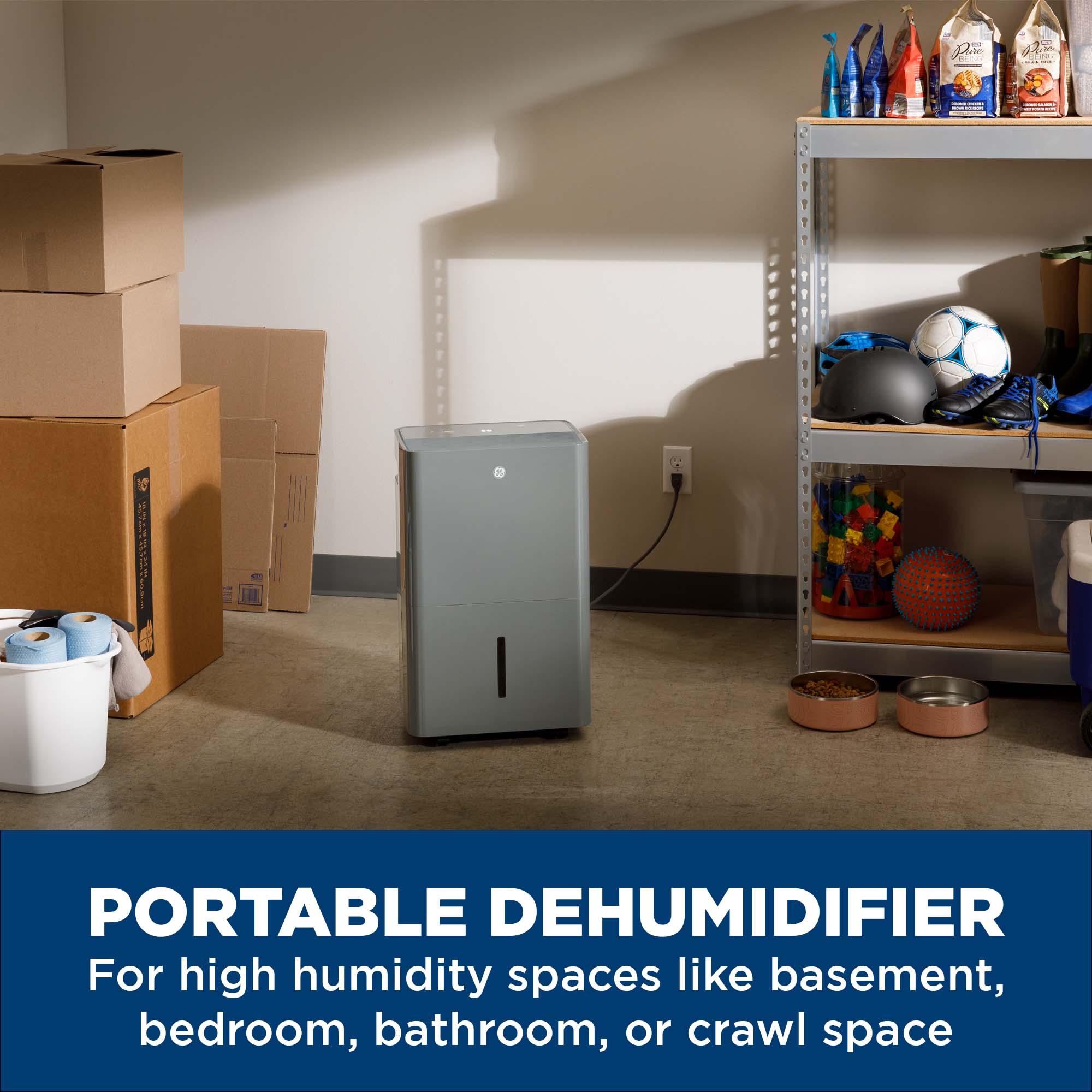 Gray Energy Star Portable Dehumidifier with Built-in Pump