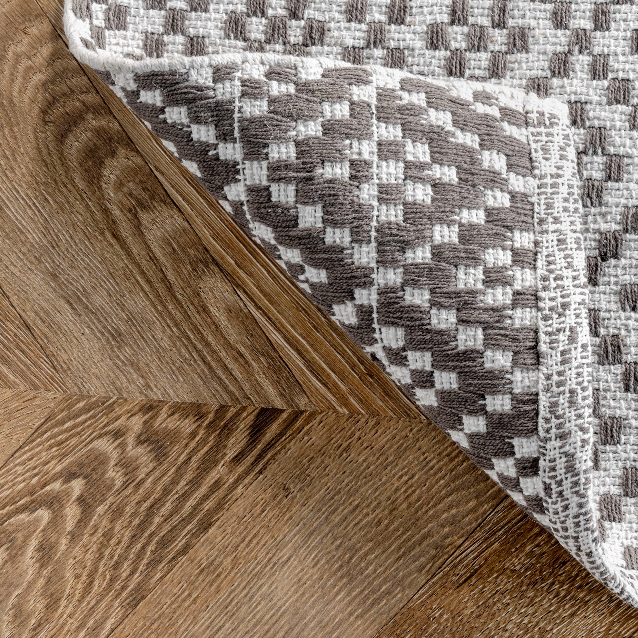 nuLOOM 5'x8' Cotton Hand Loomed Diamonds Cotton Trellis Area Rug Gray: Modern Low Pile Handmade Rectangle Rug