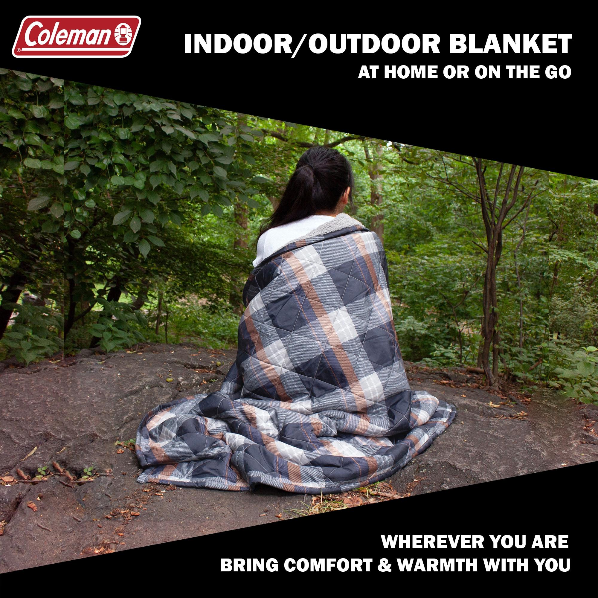 Coleman Coleman Reversible Water Resistant Nylon and Sherpa Diamond Quilted Indoor/Outdoor Throw/Picnic Blanket