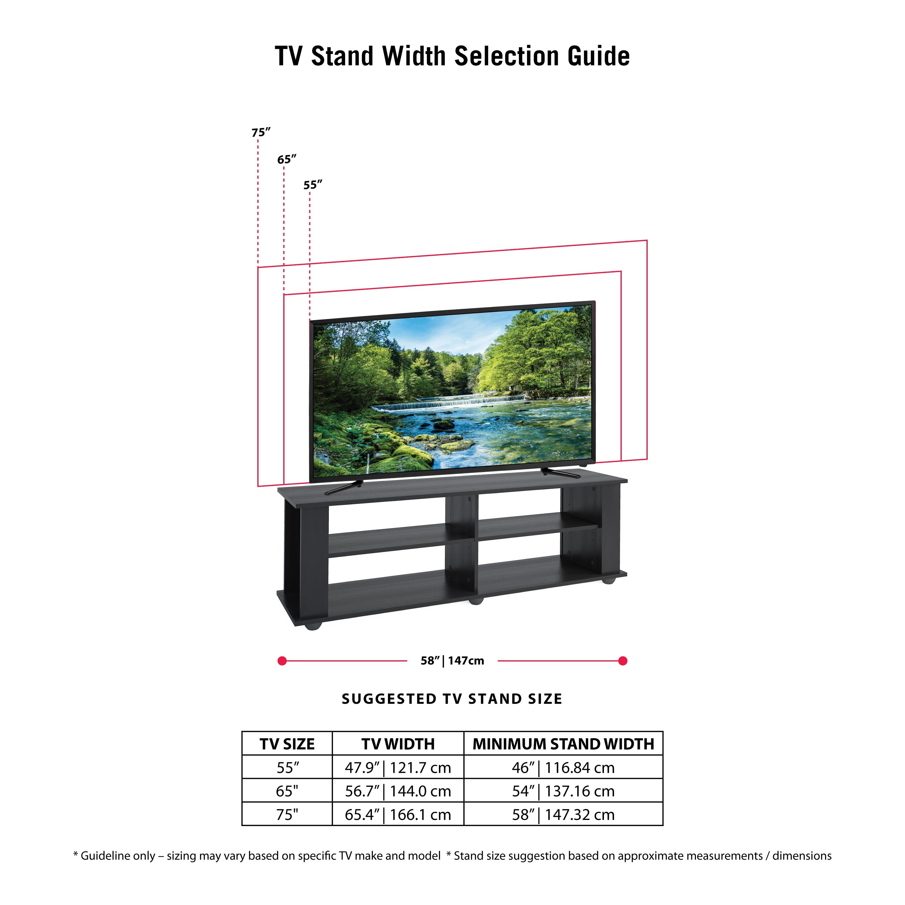 Flat Panel TV Stand for TVs up to 68" Ravenwood Black - CorLiving: Contemporary Media Console with Open Storage