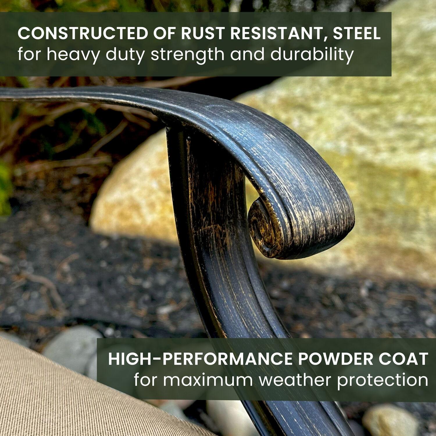 Hanover Traditions 5 Pcs Aluminum Outdoor Dining Set Seats 4 with Umbrella, Tan