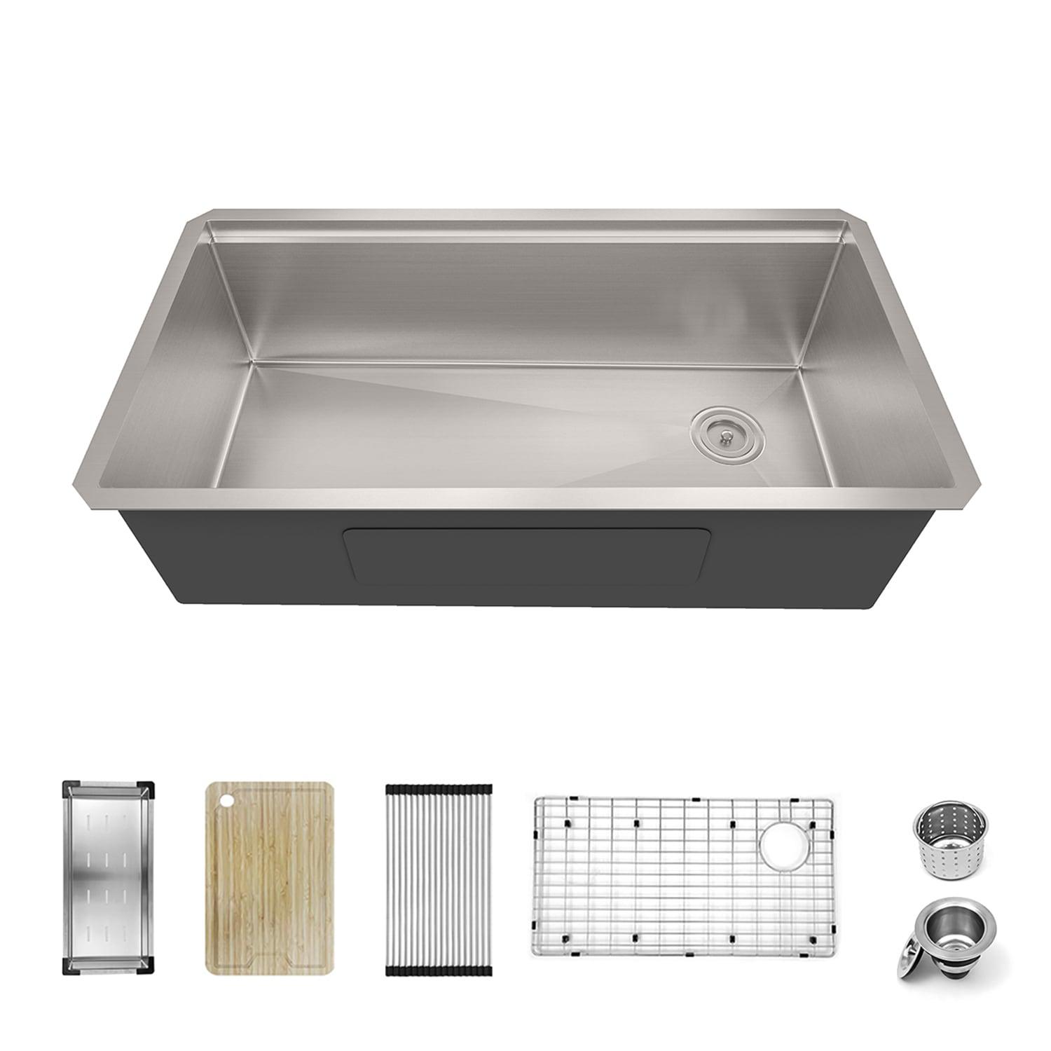 Sinber 30" Undermount Single Bowl Workstation Kitchen Sink with 304 Stainless Steel