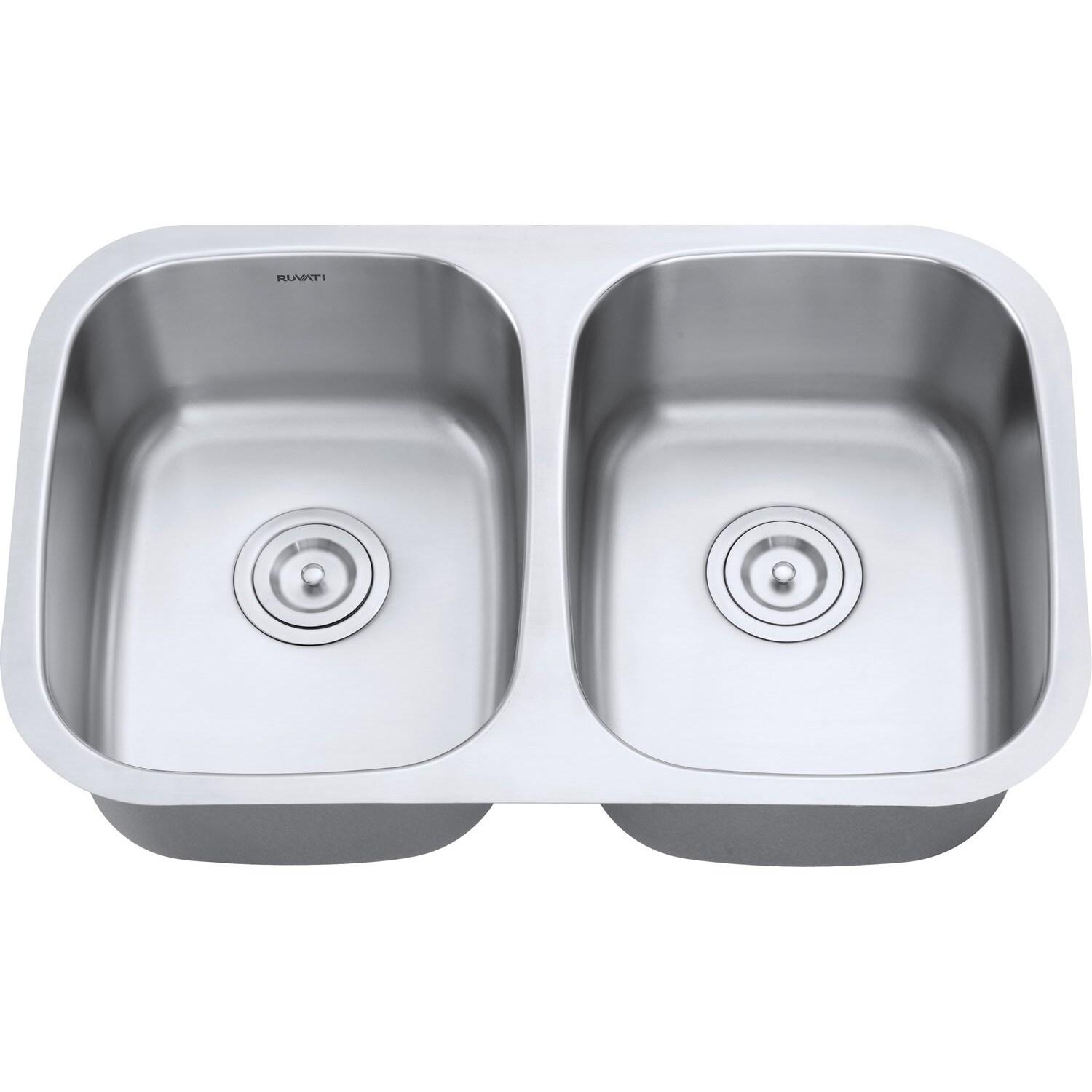 Ruvati 29-inch Undermount 50/50 Double Bowl 16 Gauge Stainless Steel Kitchen Sink