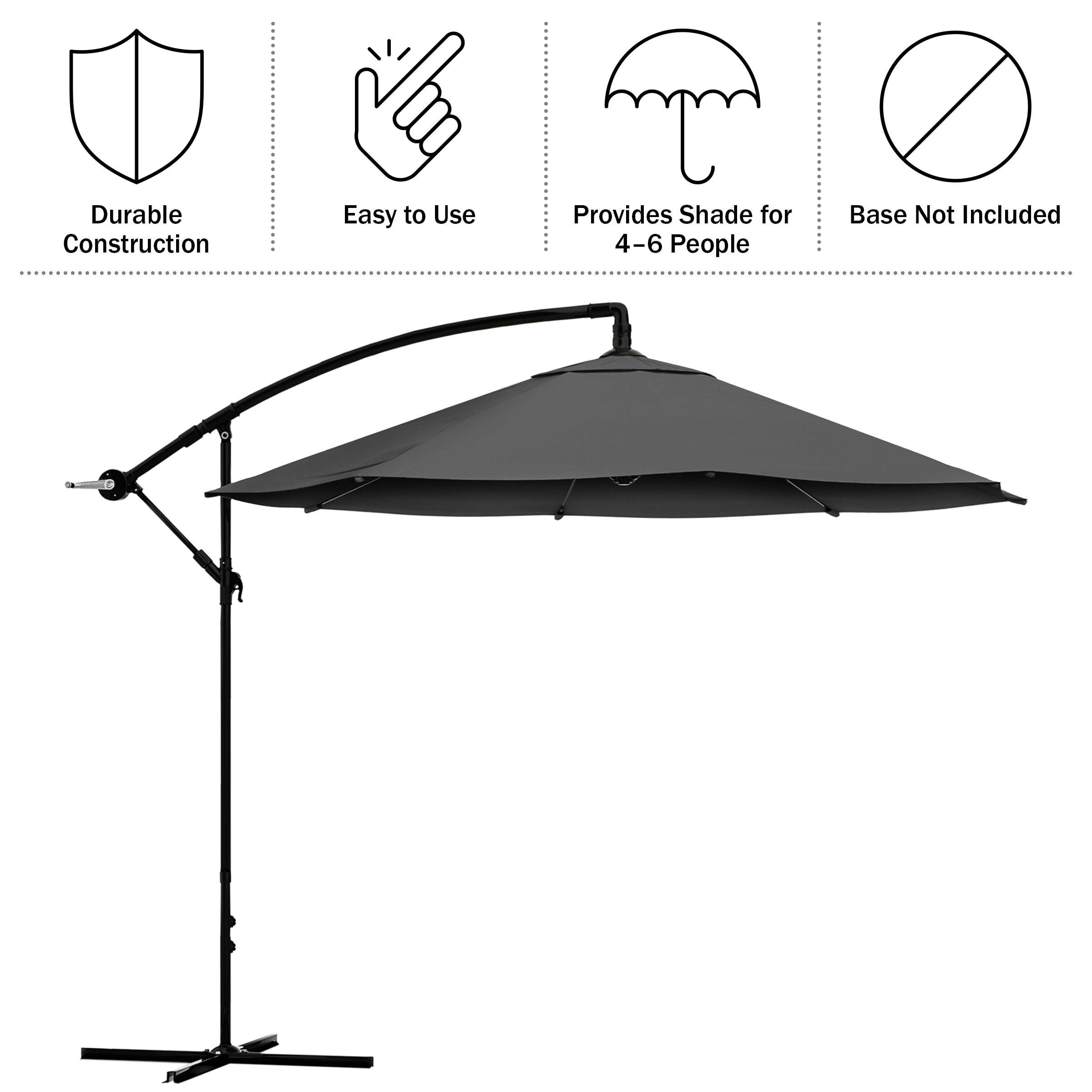 Pure Garden 10' Octagon Outdoor Patio Cantilever Umbrella Gray: Weather-Resistant with Crank Lift, 8 Ribs