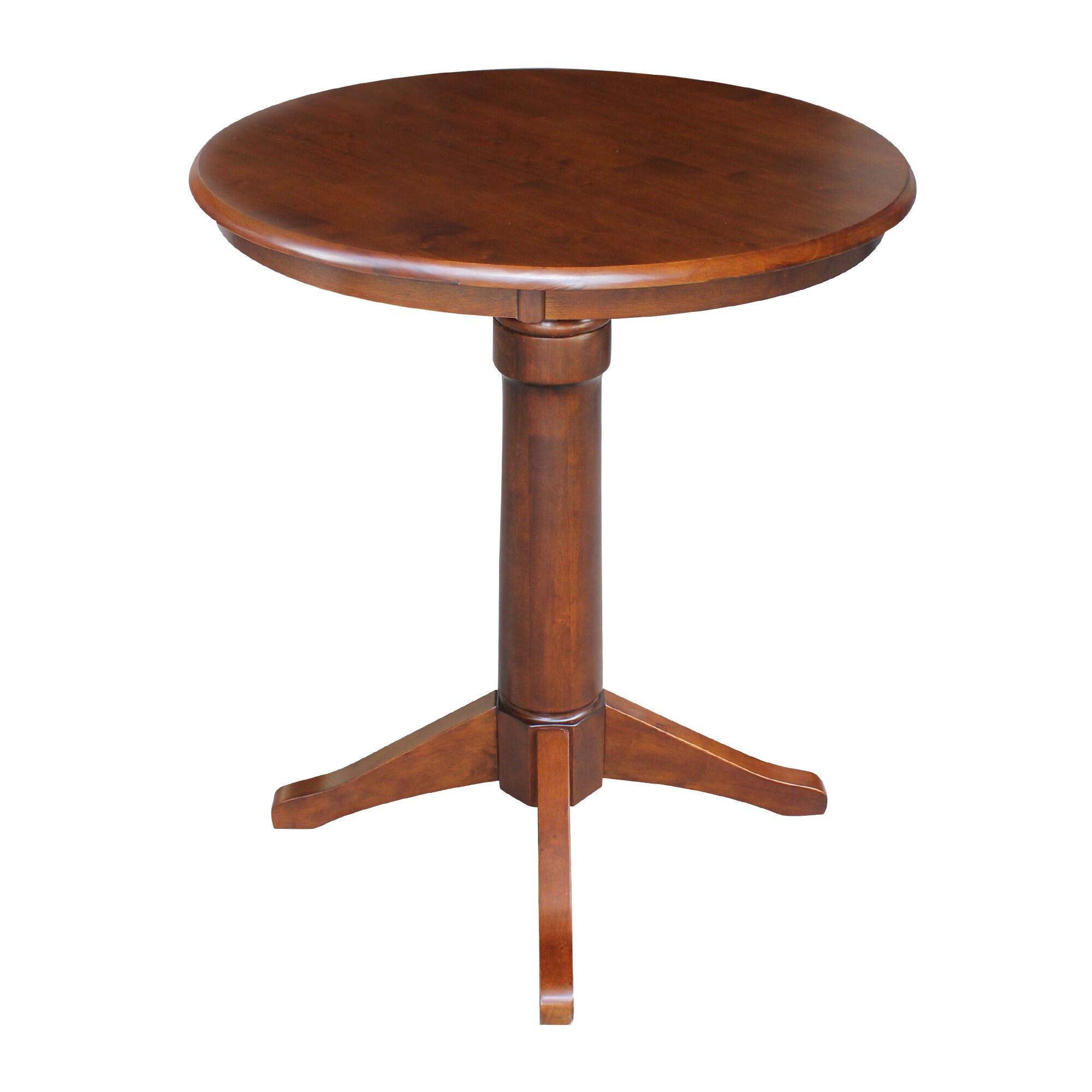 30" Nick Round Top Pedestal Table Counter Height Espresso - International Concepts: Solid Wood, Seats 4