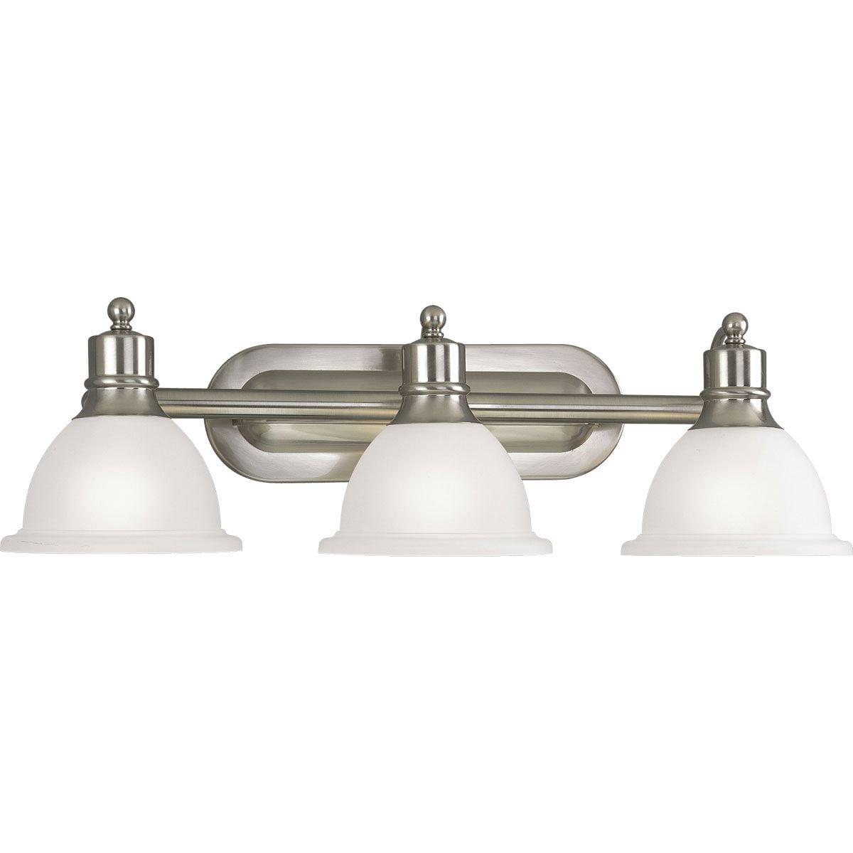 Progress Lighting Madison 3-Light Wall Bracket, Brushed Nickel, White Etched Glass
