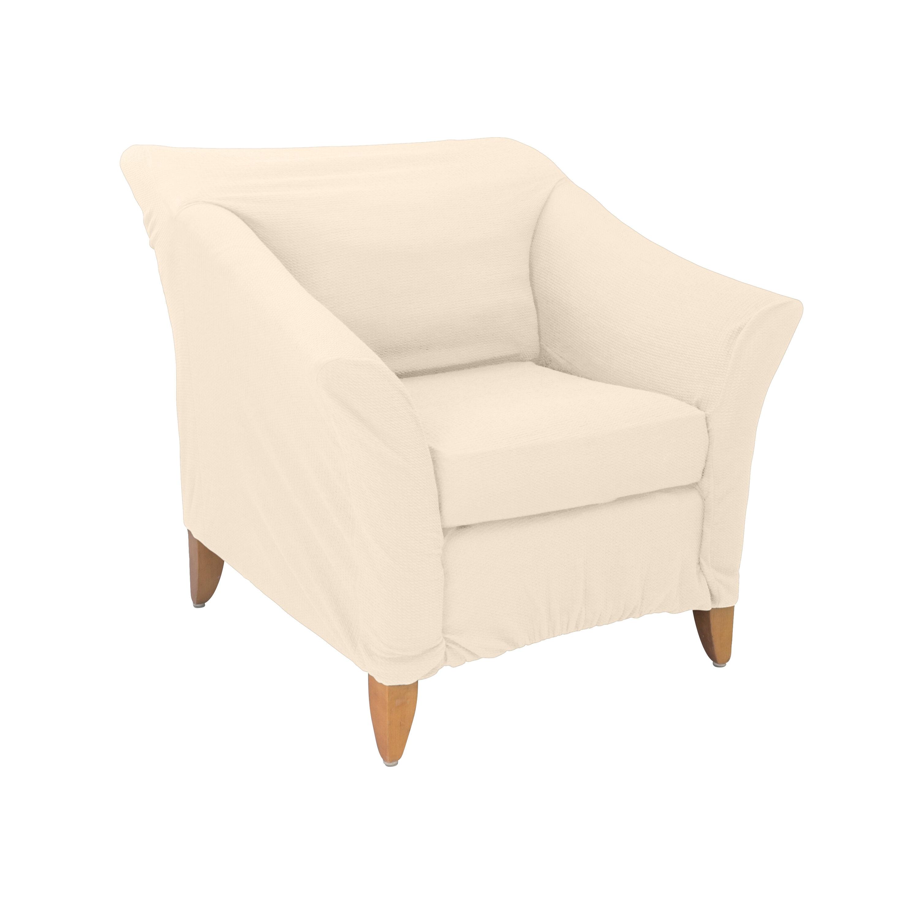 Home Details Waffle Design Chair/Recliner Stretch Fit Slipcover in Ivory