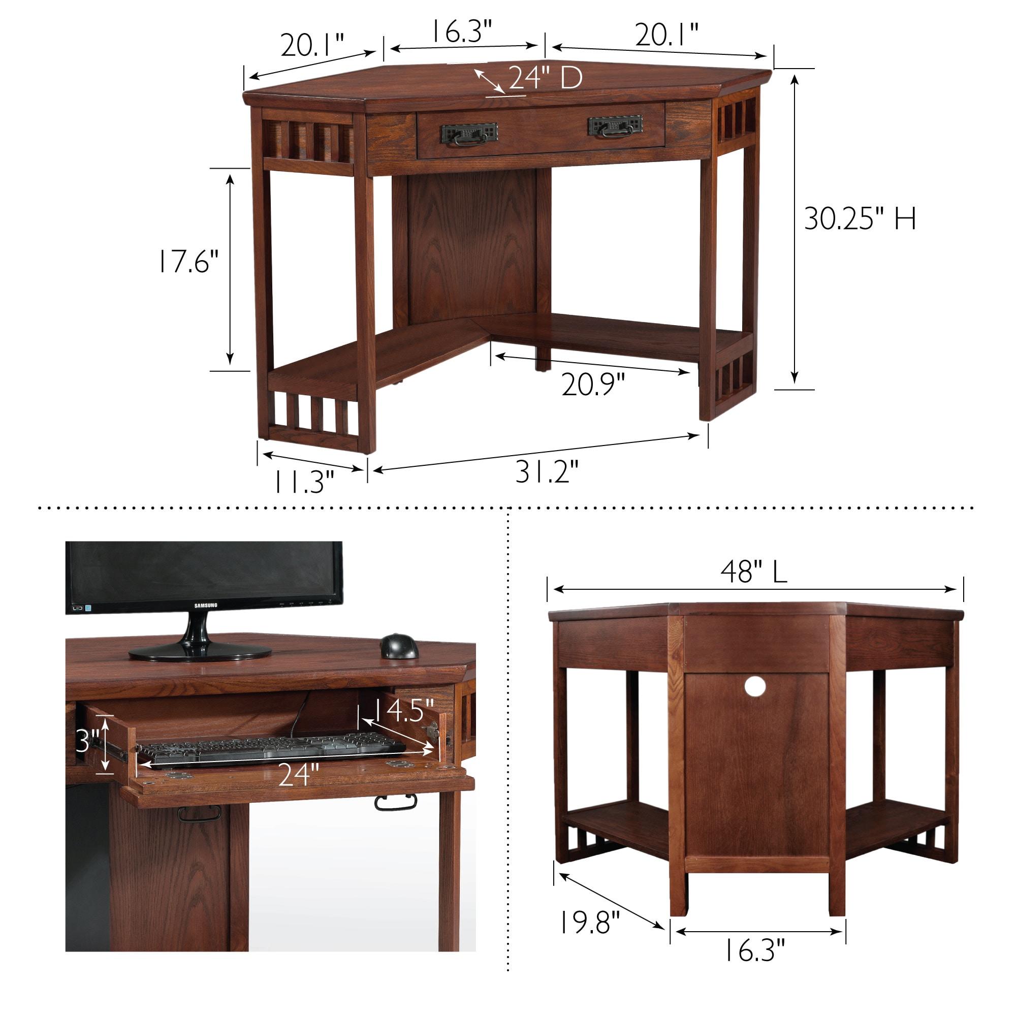 Mission Corner Computer Desk in Mission Oak