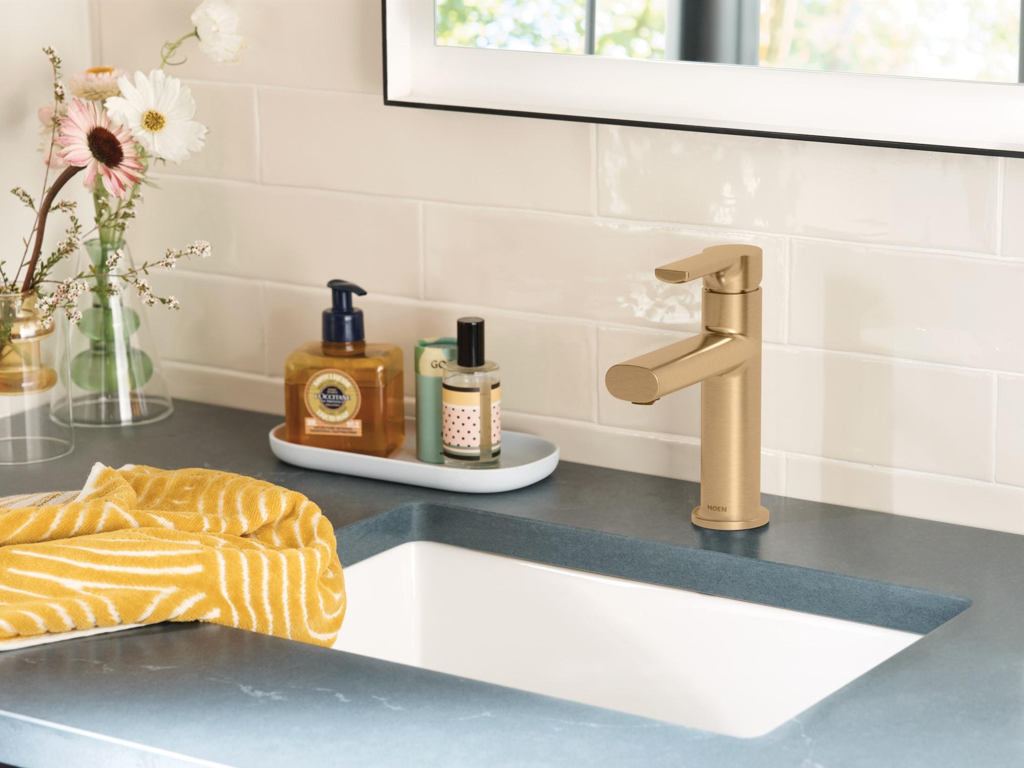 Moen Moen Meena Single Hole Bathroom Faucet with Drain Assembly 84794BZG