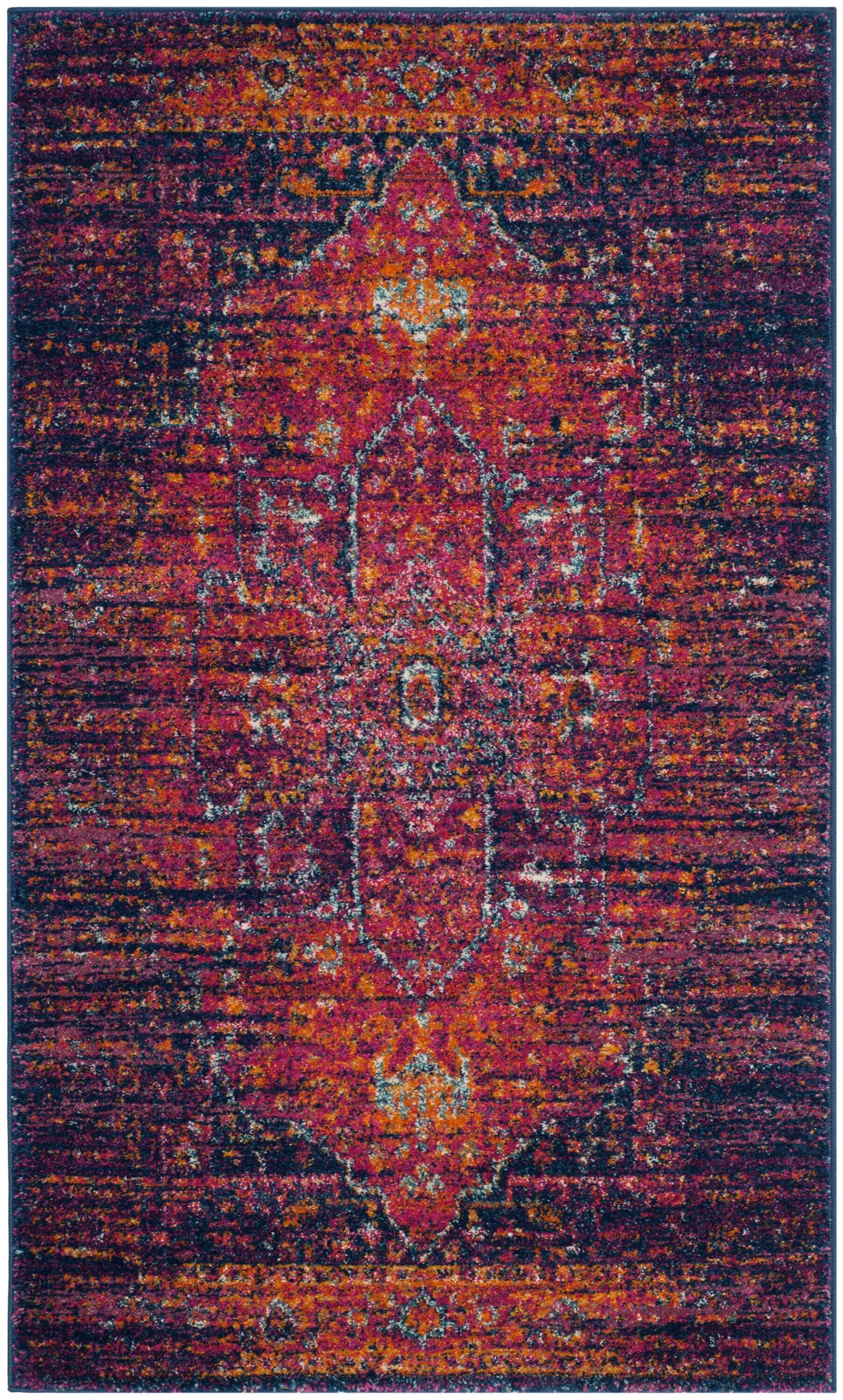 Evoke EVK275 Power Loomed Accent Rug Blue / Fuchsia 3' X 5' - Safavieh.