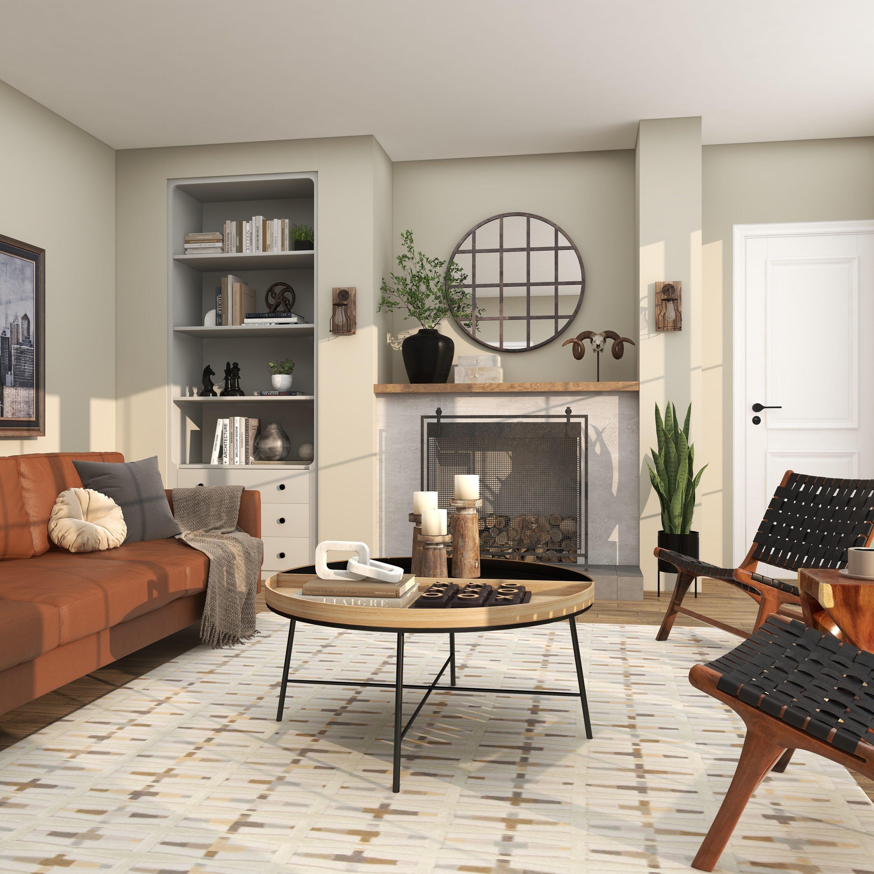 DecMode Industrial Metal Wall Sconce with Wood Backplate and Iron Cage, 6"W x 11"H Features Rustic Brown Finish