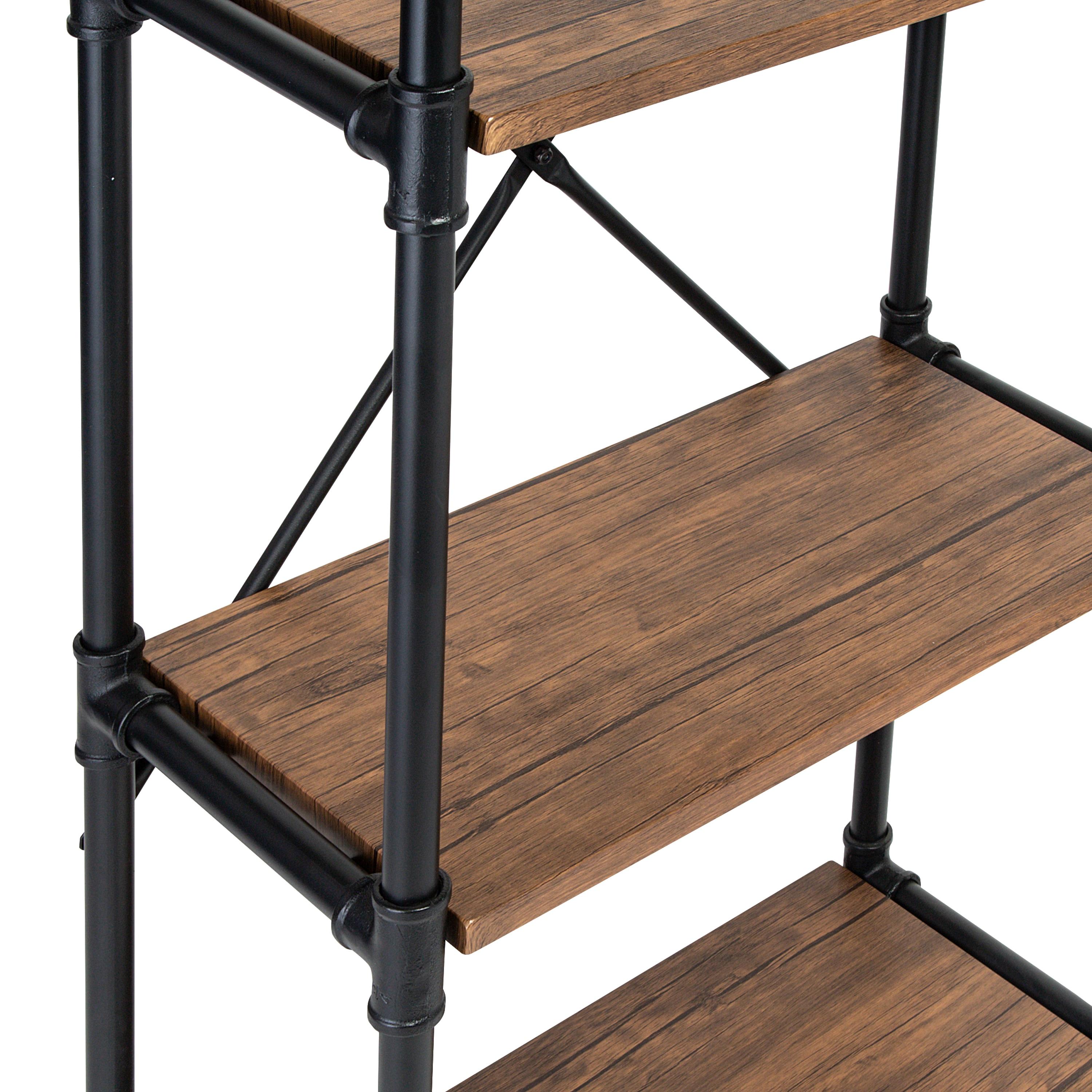 Honey-Can-Do 4-Tier Industrial Steel Bookcase, Rustic/Black