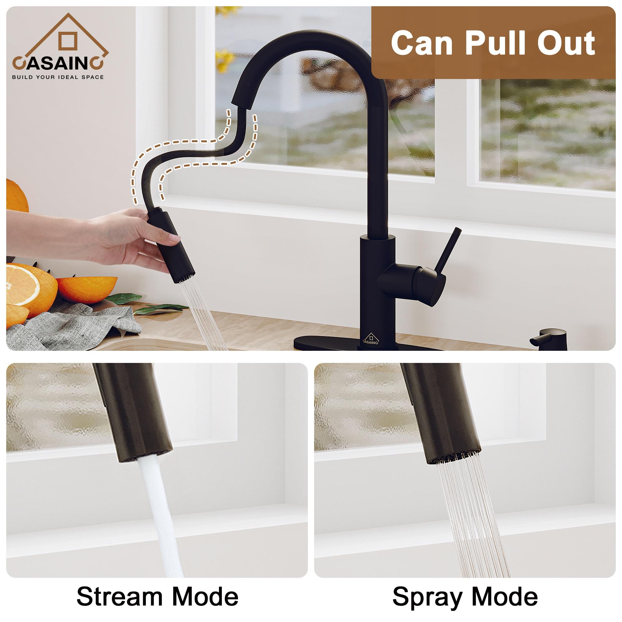 Willow Single-Handle Pull Down Sprayer Kitchen Faucet with Infrared Sensor, Soap Dispenser and Deck Plate