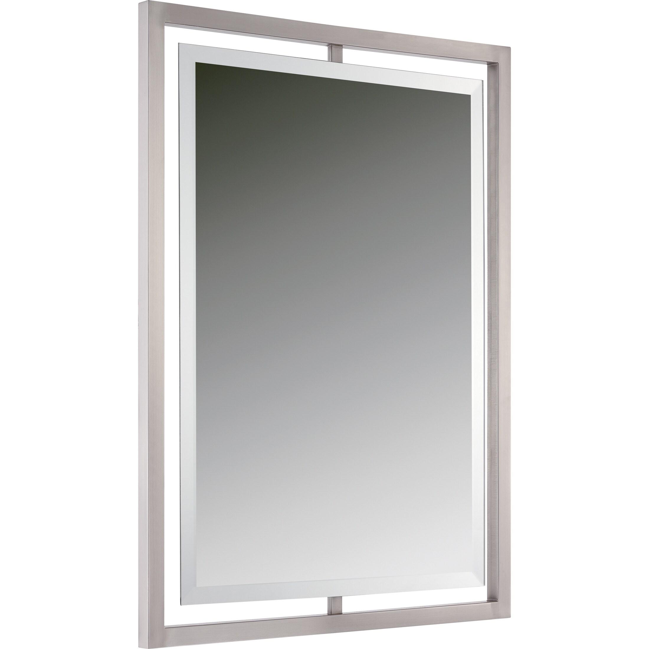 Quoizel Lighting Reflections - 32" Rectangular Light Mirror, Brushed Nickel/Semi Gloss Finish