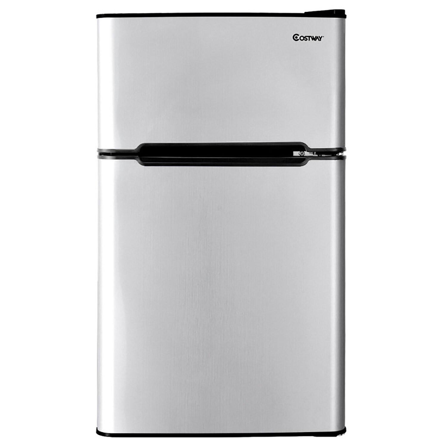 Costway Costway 3.2 Cubic Feet Portable Freestanding Mini Fridge with Freezer