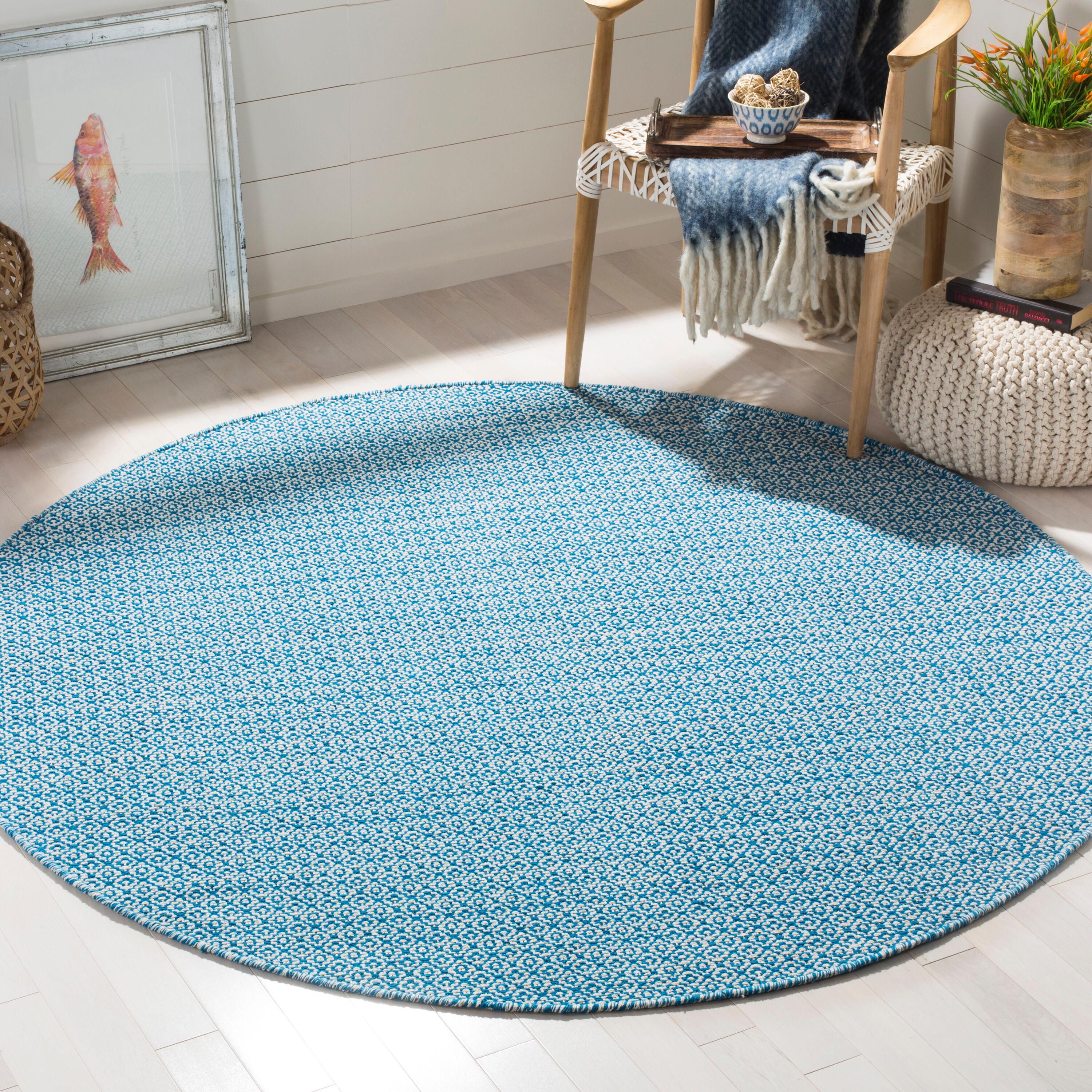 Montauk MTK717 Hand Woven Area Rug - Ivory/Blue - 6' Round - Safavieh.