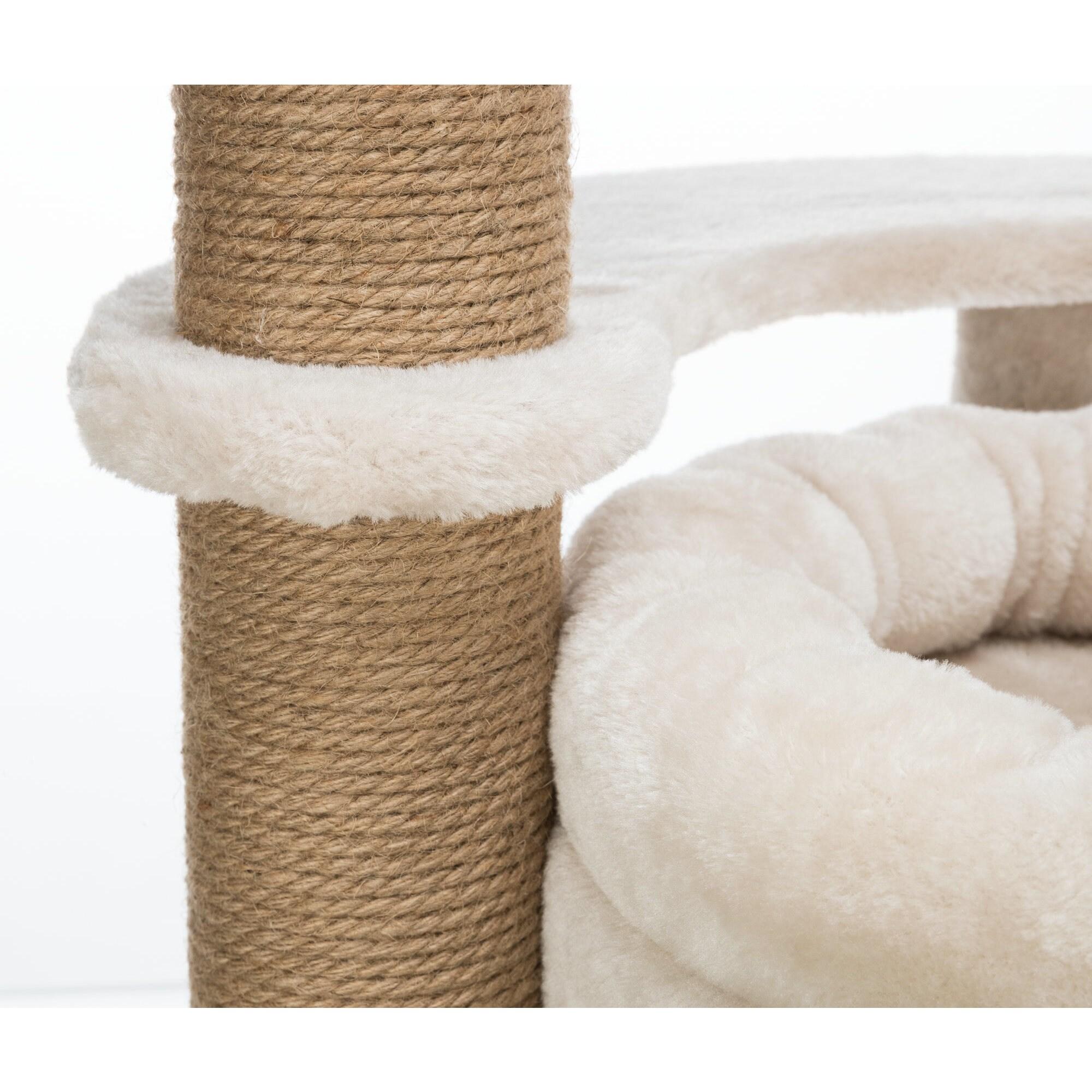 TRIXIE TRIXIE Nayra 32.7" Cat Tree, 3-Level Cat Scratcher, Plush Covered Cat Condo Removable Bed, Platform & Perch