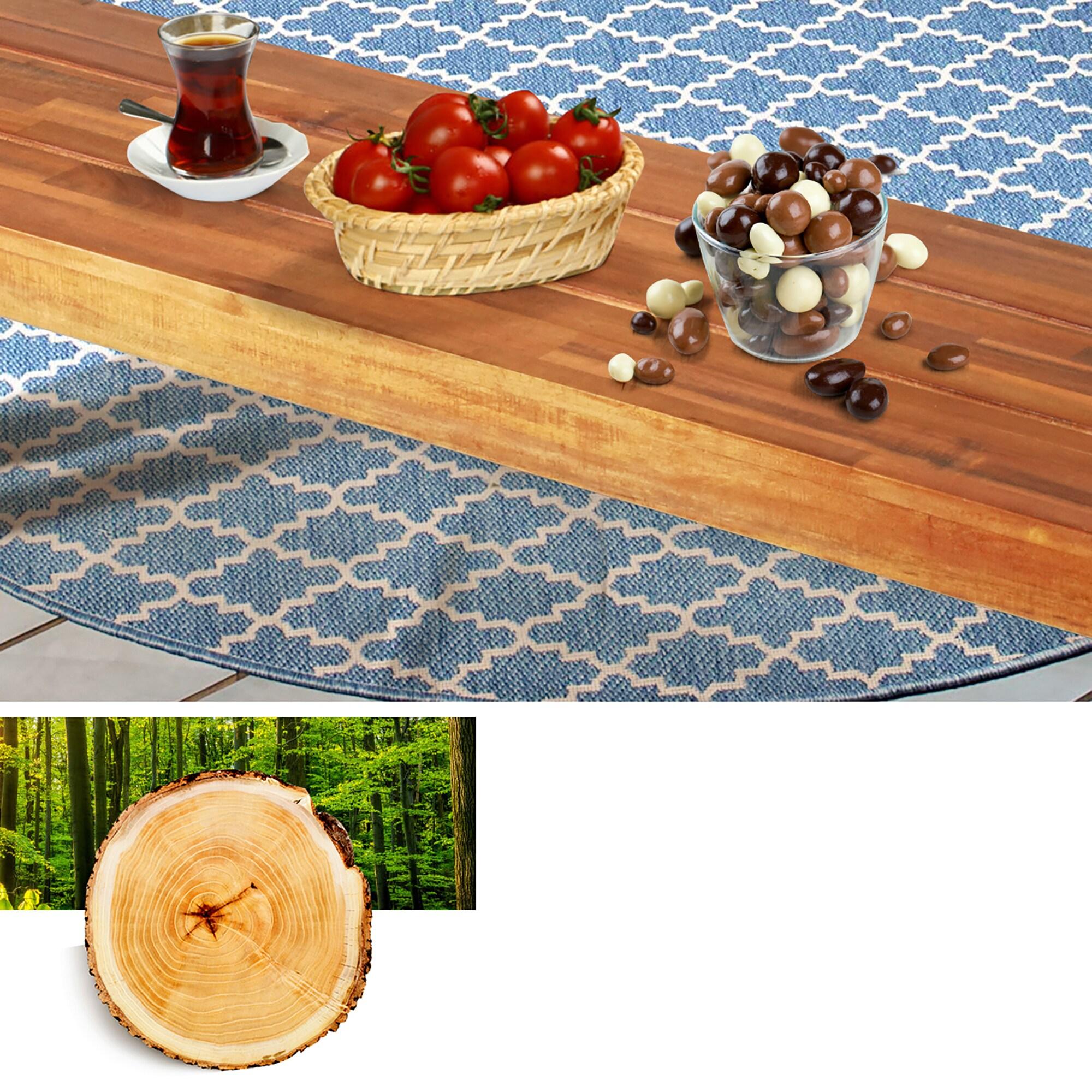 Costway Patio Acacia Wood Dining Bench Seat with Rustic Steel Legs for Outdoor Indoor